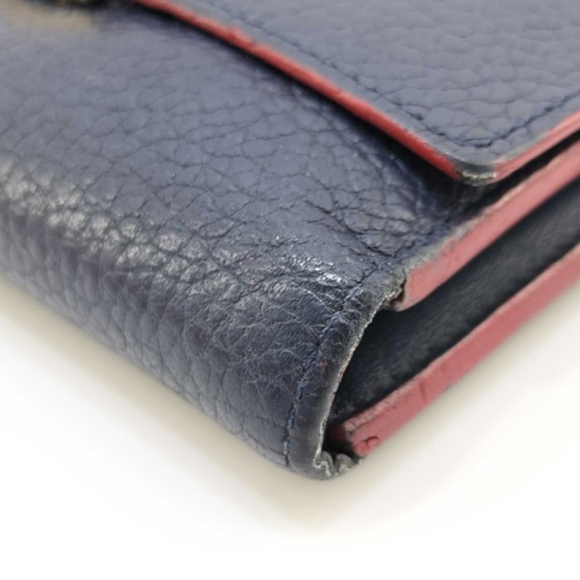 Louis Vuitton Marine Rouge Leather Wallet (Tri-Fold) (Pre-Owned)