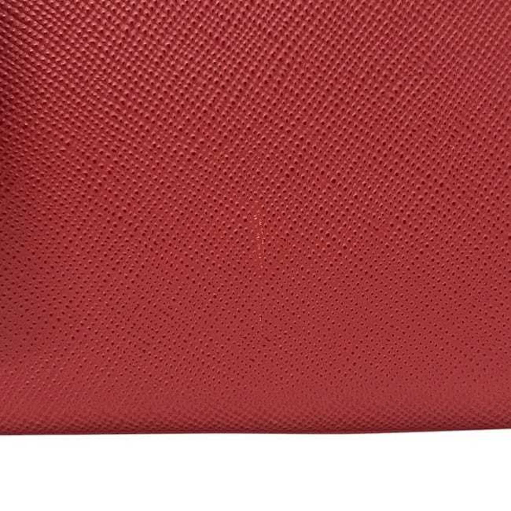 Prada Fuoco Red Color Saffiano Triangle Tote Bag (Pre-Owned)