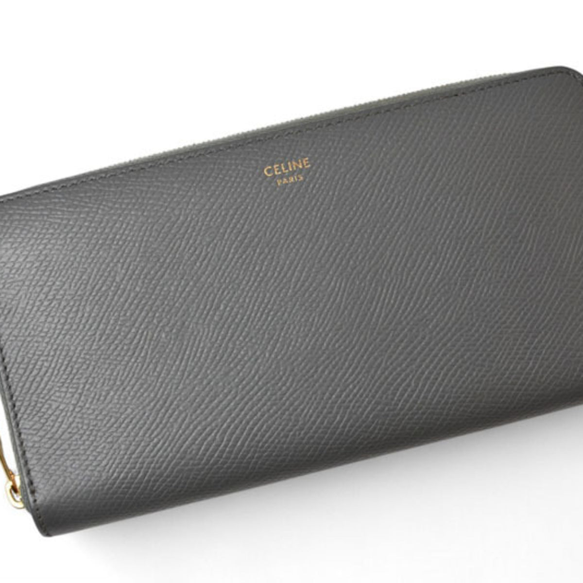 Celine Gray Leather Long Wallet (Bi-Fold) (Pre-Owned)