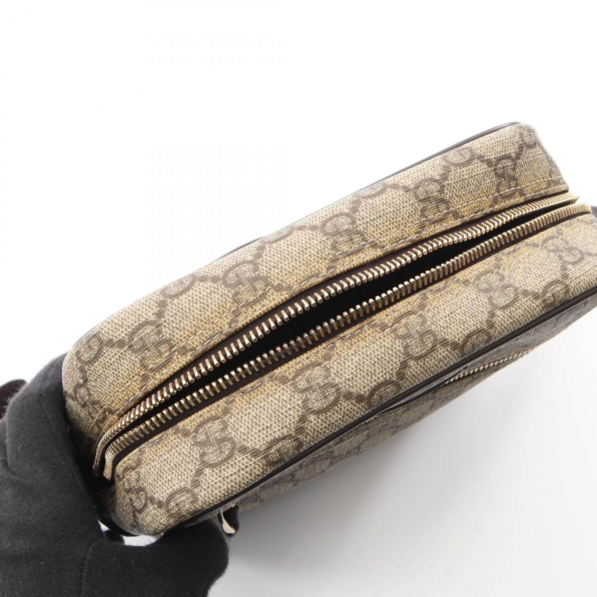 Gucci Beige Brown Gg Supreme Leather Shoulder Bag (Pre-Owned)