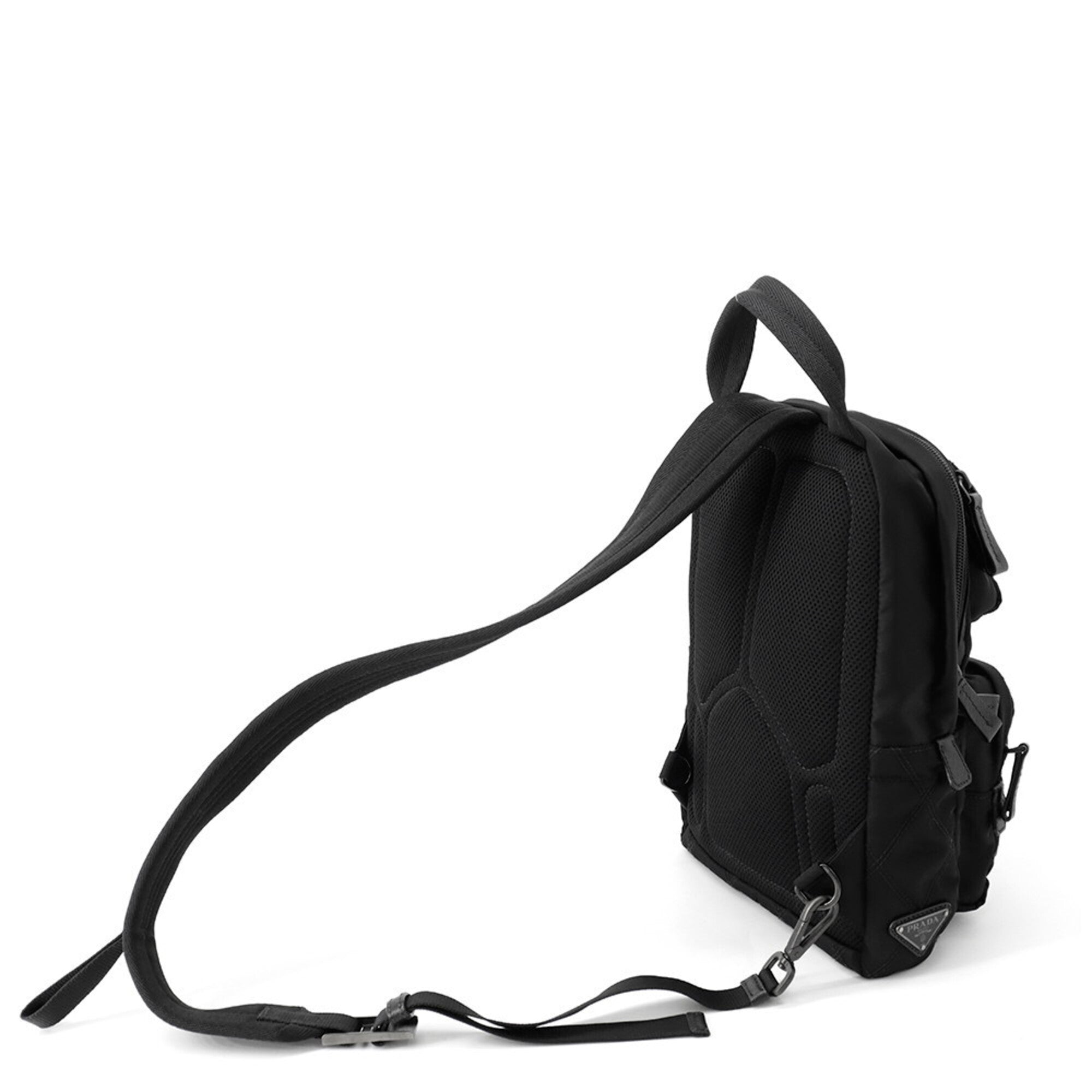 Prada Black Blue White Nylon Leather Backpack Sling Bag (Pre-Owned)