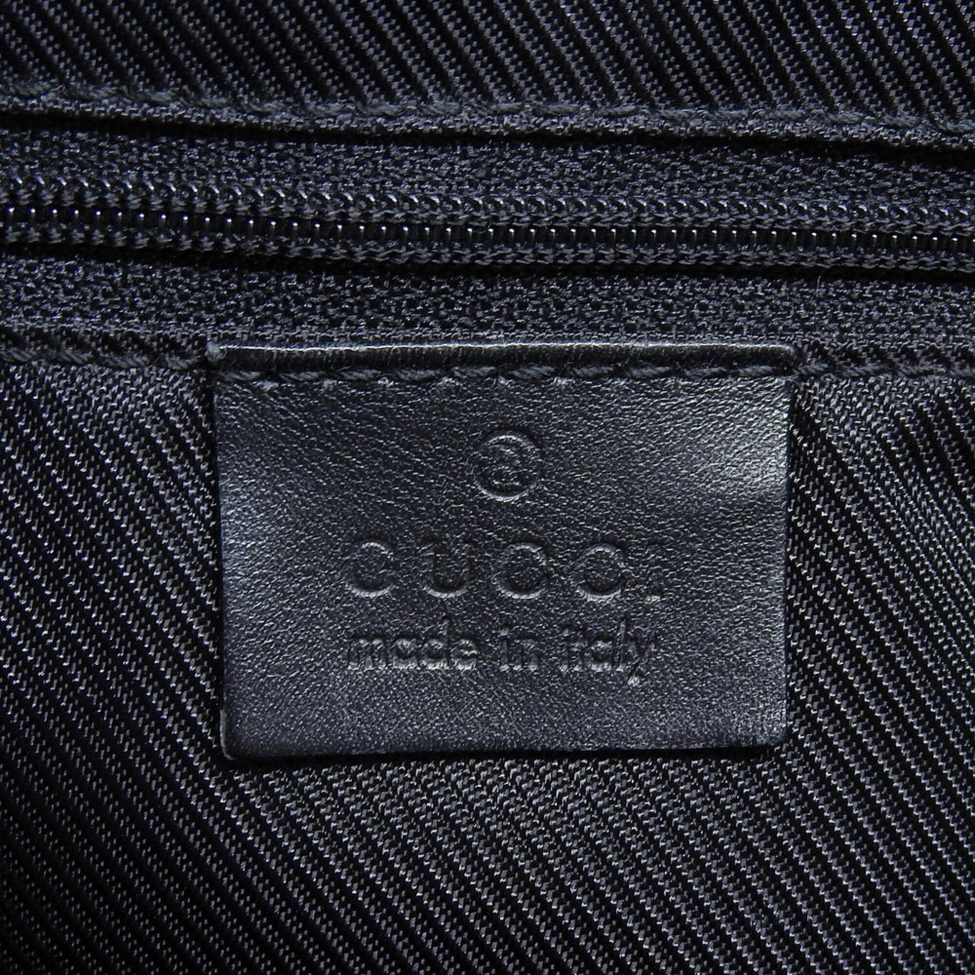 Gucci Gray Navy Gg Canvas Leather Handbag (Pre-Owned)