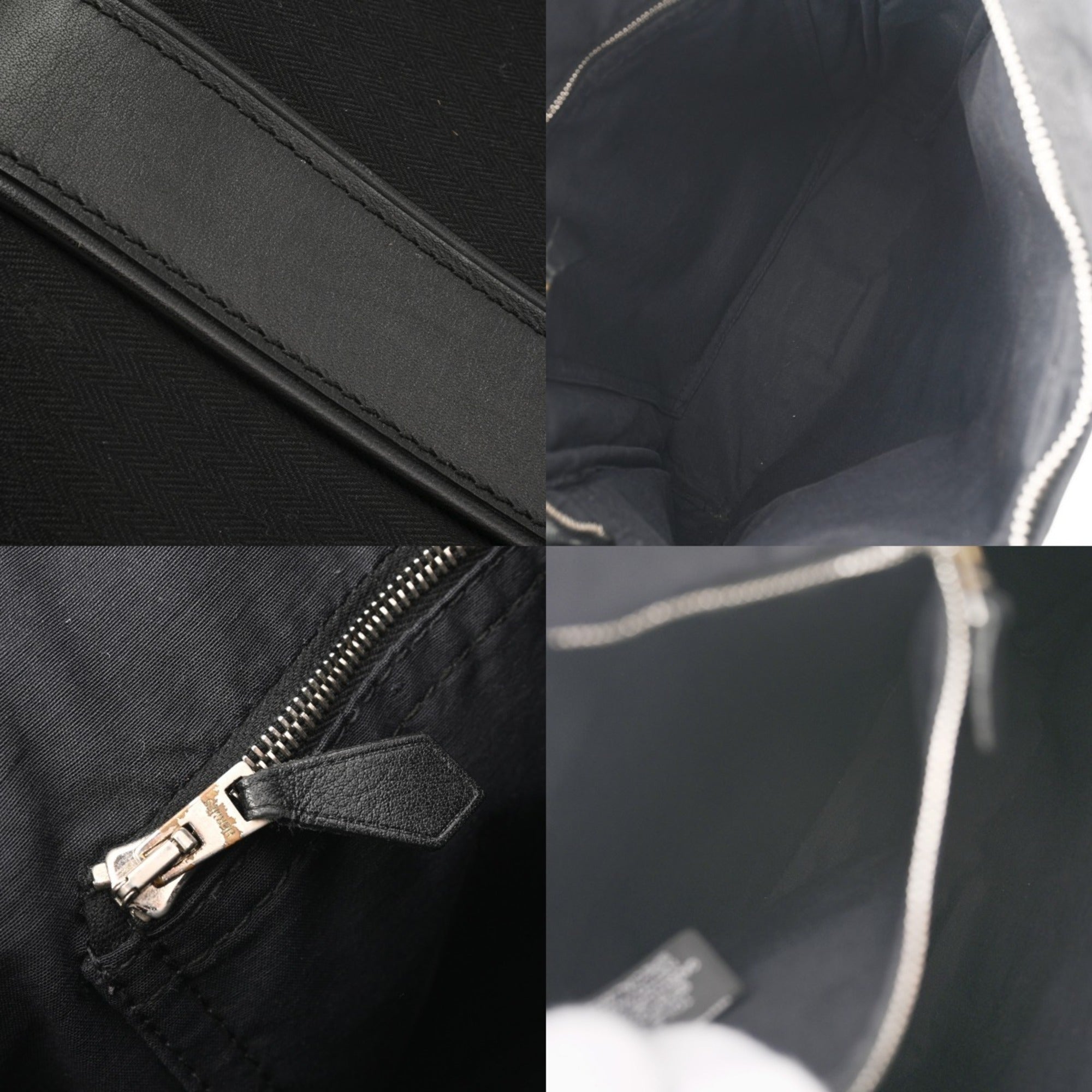 Hermes Acapulco Black Toile Chevron Shoulder Bag (Pre-Owned)