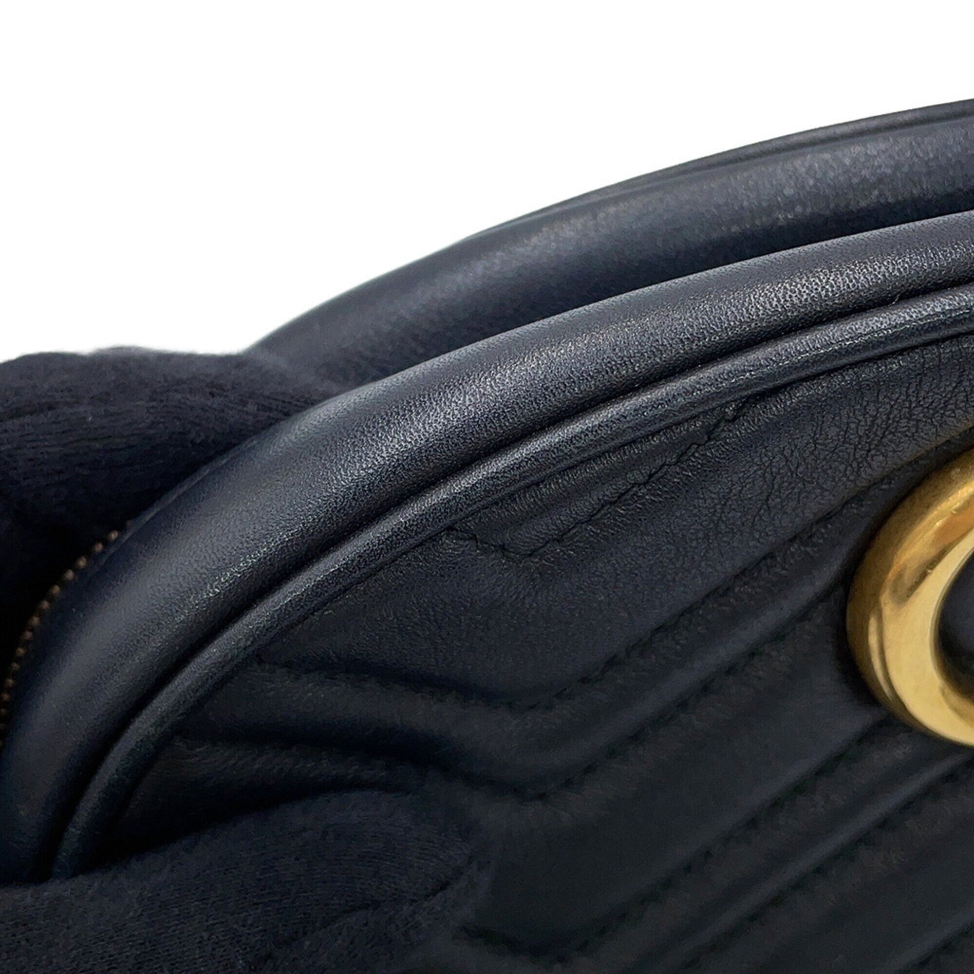 Gucci Gg Marmont Black Leather Handbag Pouch Sling Bag (Pre-Owned)