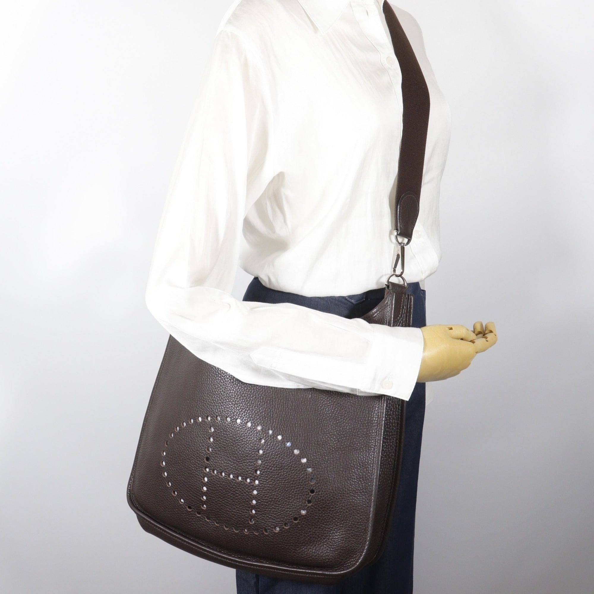 Hermes Brown Taurillon Clemence Leather Shoulder Bag (Pre-Owned)
