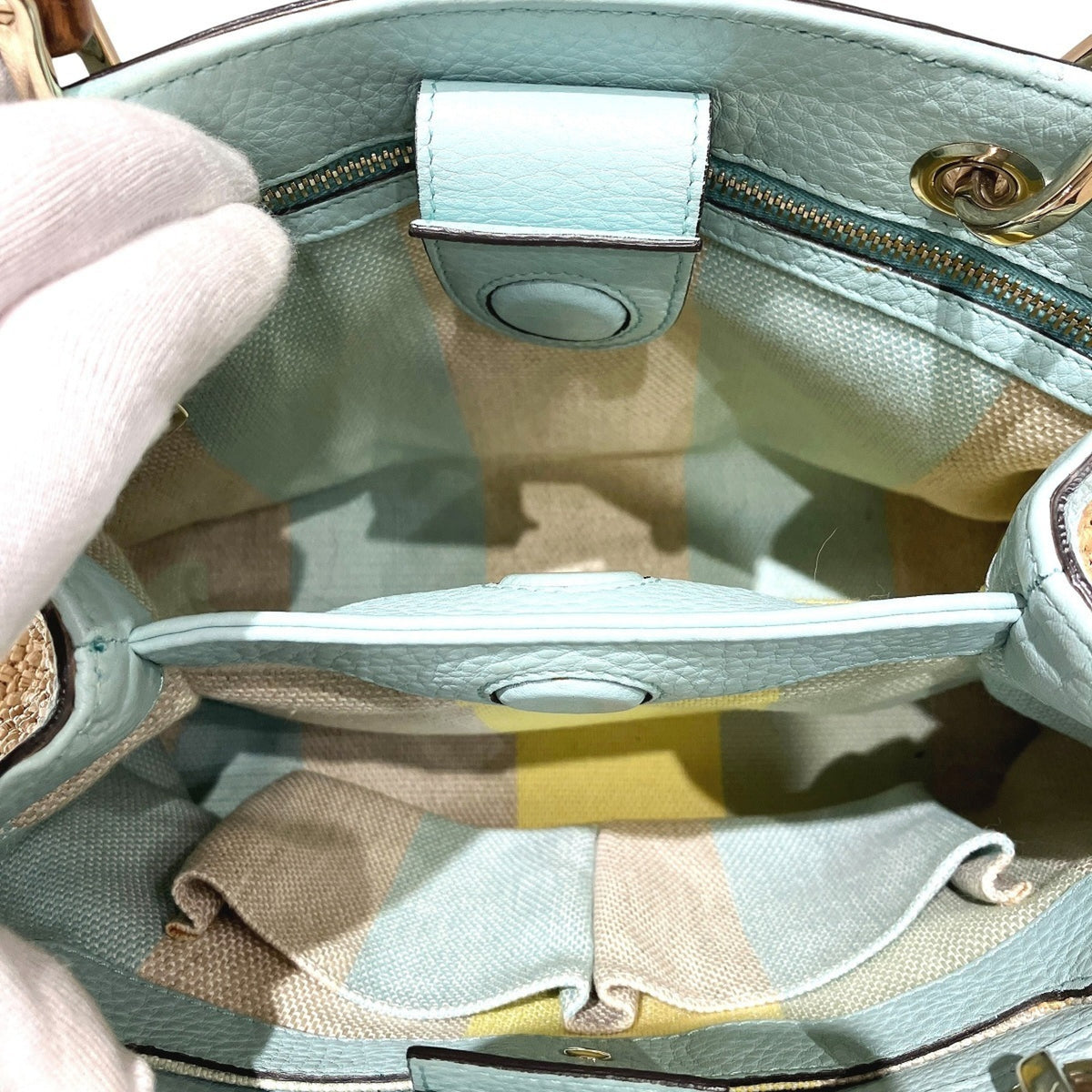 Gucci Bamboo Straw Leather Shoulder Bag (Pre-Owned)
