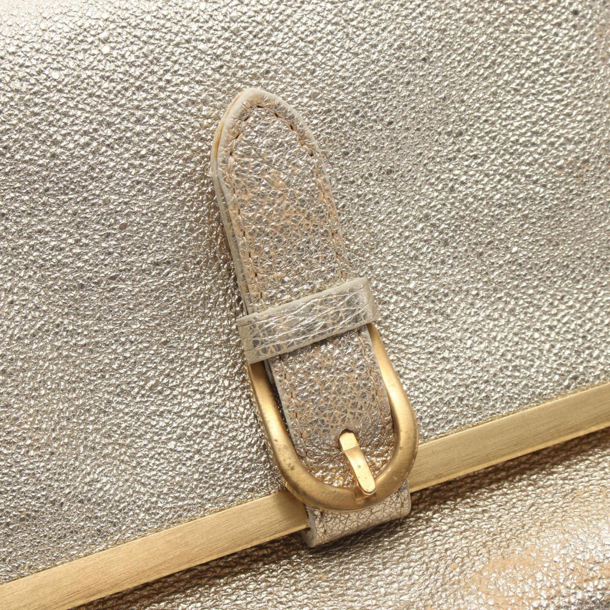 Jimmy Choo Gold Leather Clutch Bag Handbag (Pre-Owned)