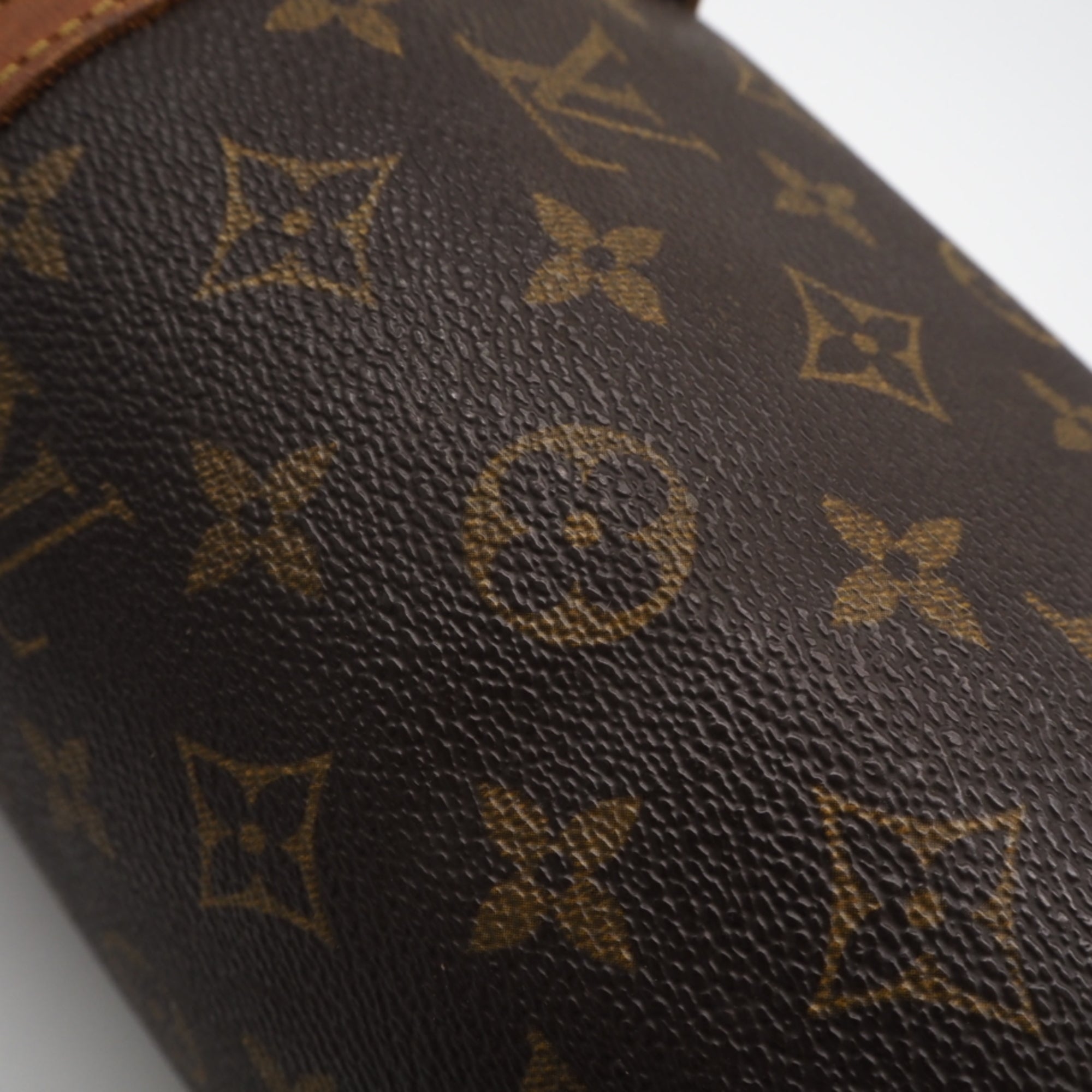 Louis Vuitton Beige Brown Coated Canvas Leather Handbag (Pre-Owned)