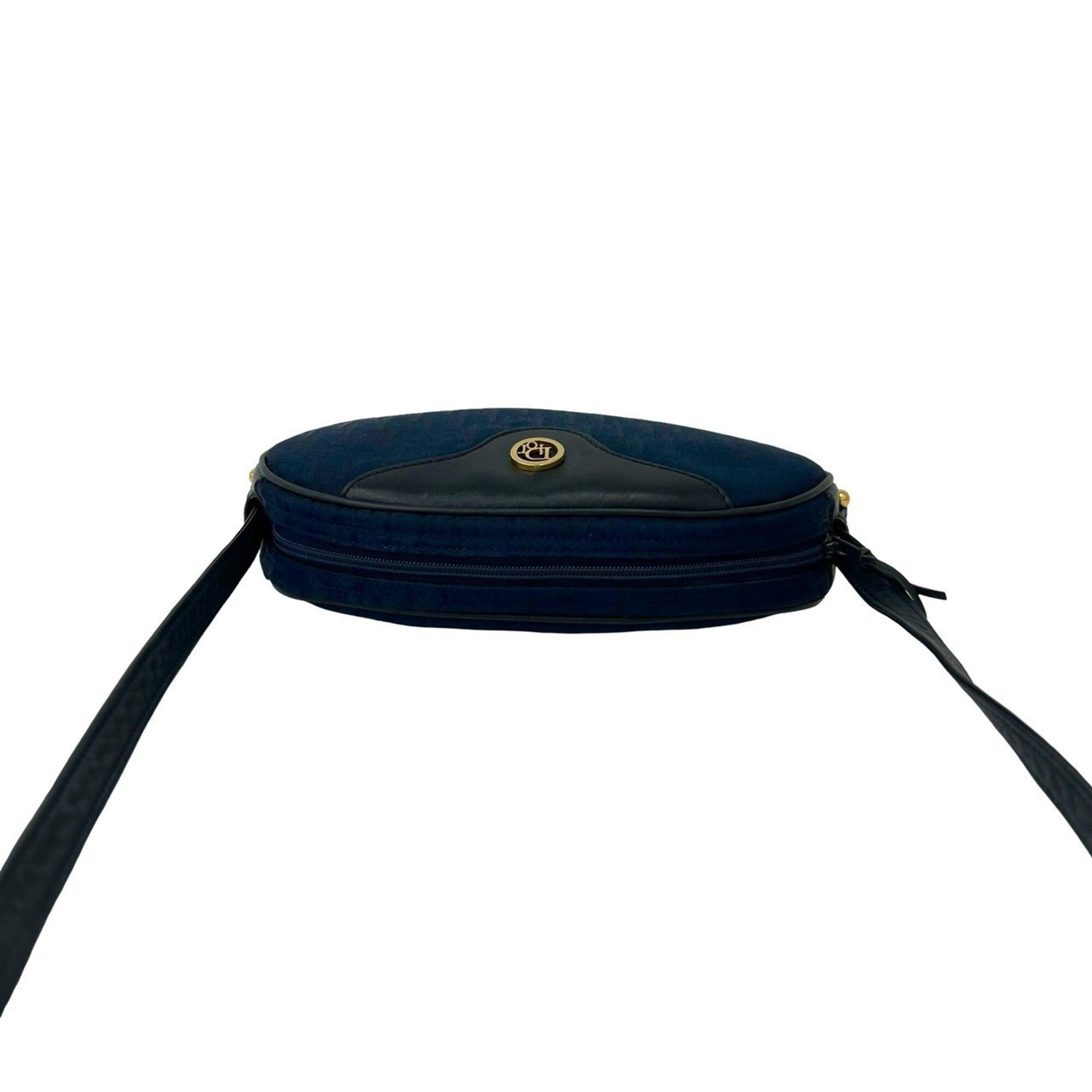 Christian Dior Navy Canvas Leather Pochette Shoulder Bag (Pre-Owned)