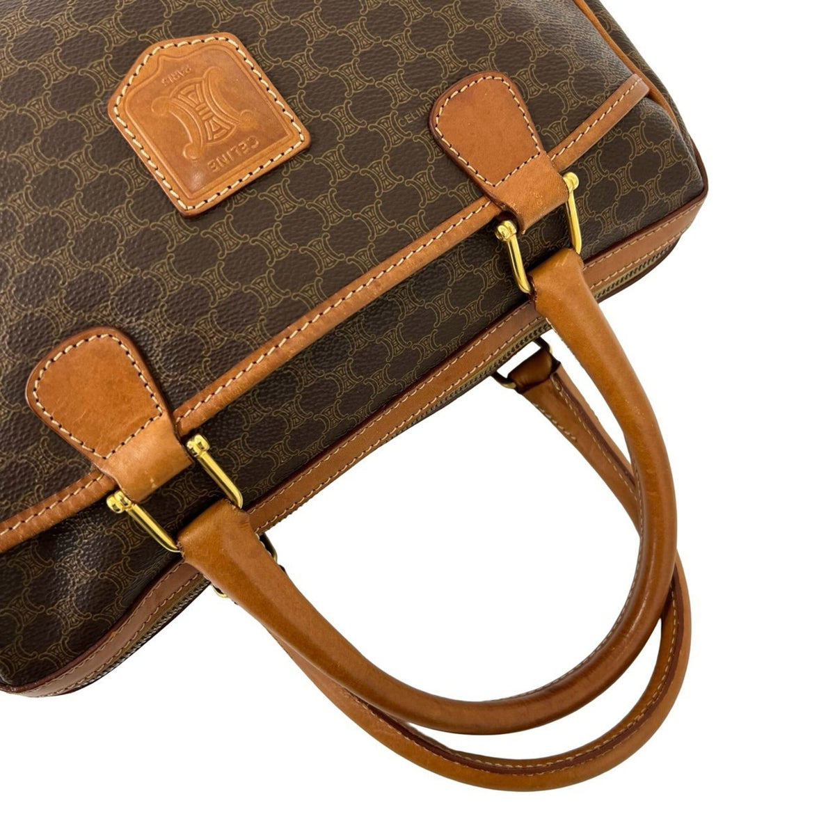 Celine Brown Pvc Leather Boston Bag Handbag Tote Bag (Pre-Owned)