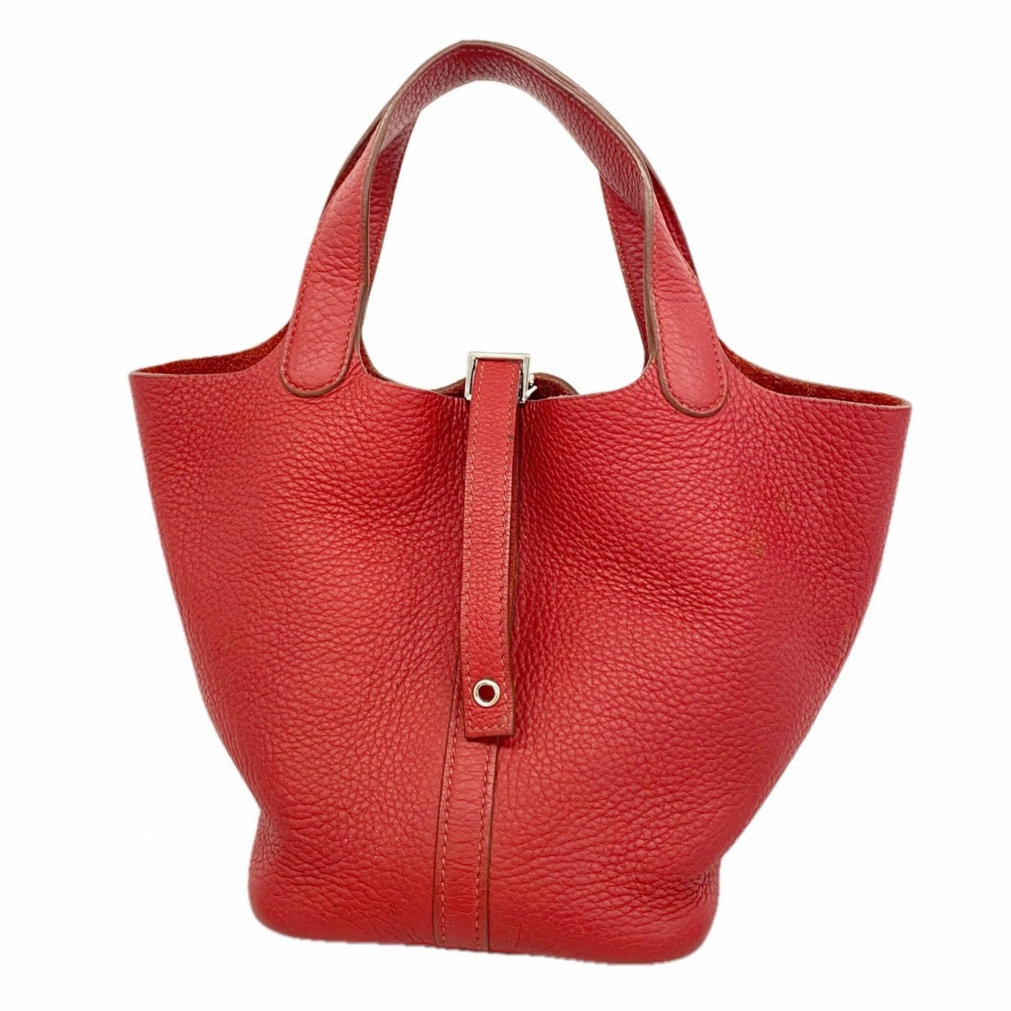 Hermes Rouge Casaque Taurillon Clemence Leather Handbag (Pre-Owned)