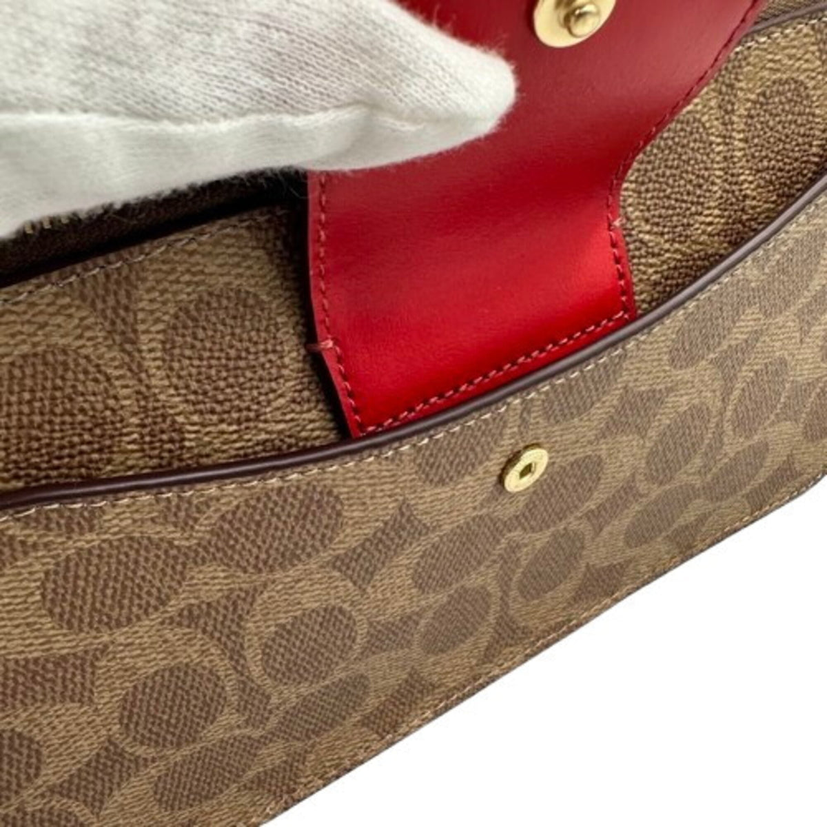 Coach Signature Brown Red Color Pvc Shoulder Bag (Pre-Owned)