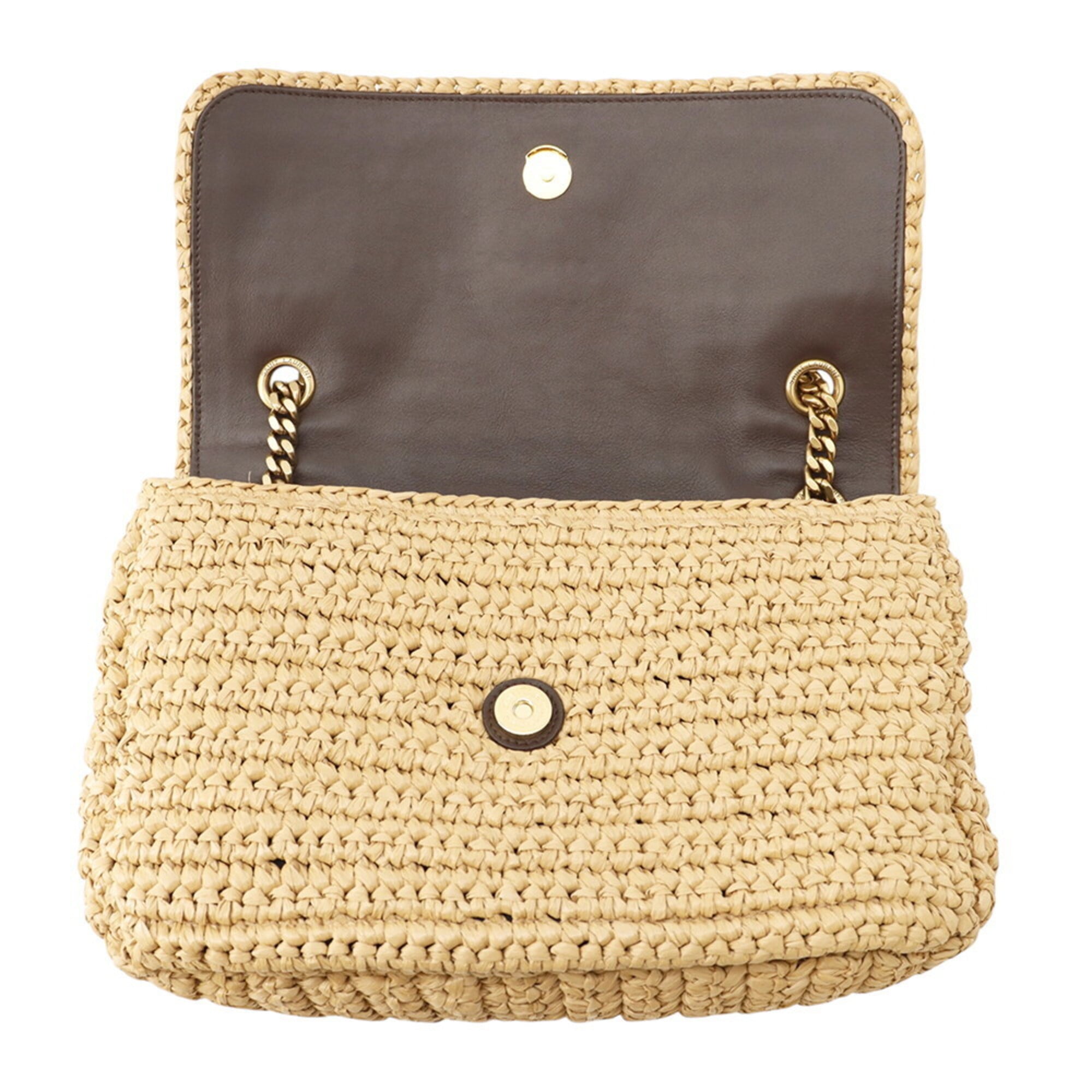 Yves Saint Laurent Brown Raffia Leather Handbag Shoulder Bag (Pre-Owned)