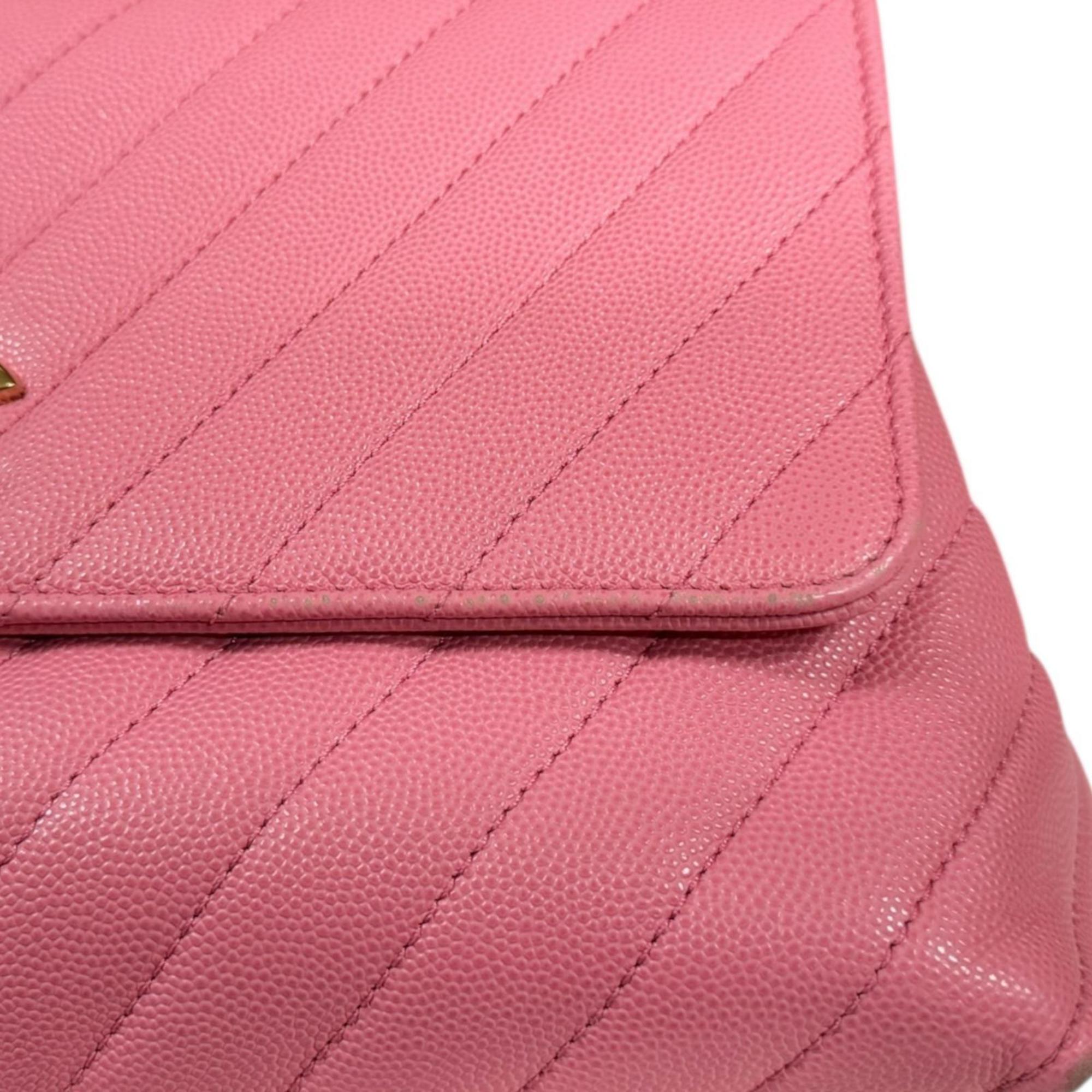 Chanel Pink Grained Calfskin Shoulder Bag (Pre-Owned)