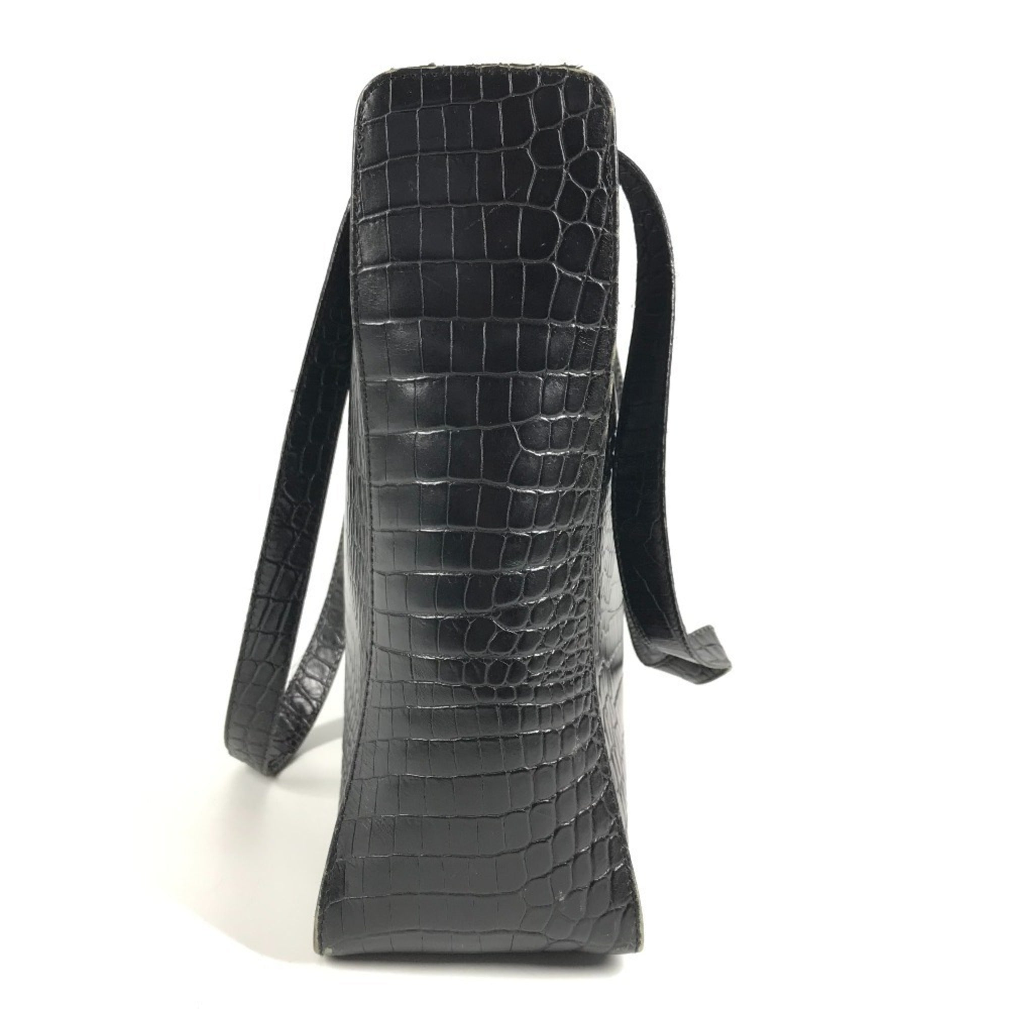 Salvatore Ferragamo Black Gold Leather Shoulder Bag Tote Bag (Pre-Owned)