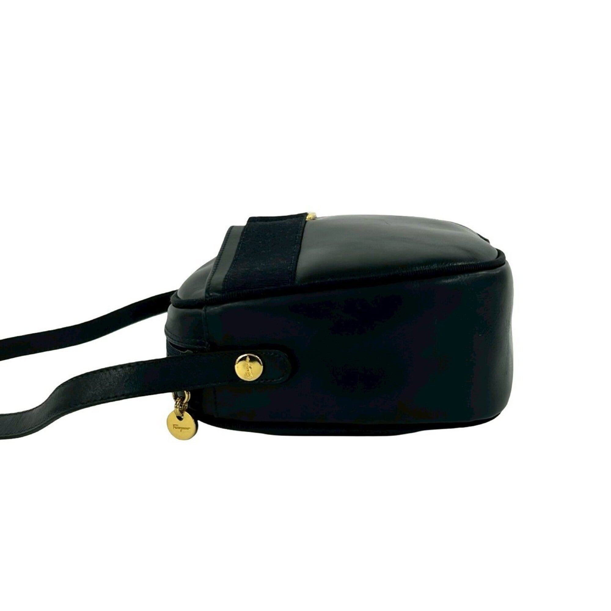 Salvatore Ferragamo Navy Leather Shoulder Bag (Pre-Owned)