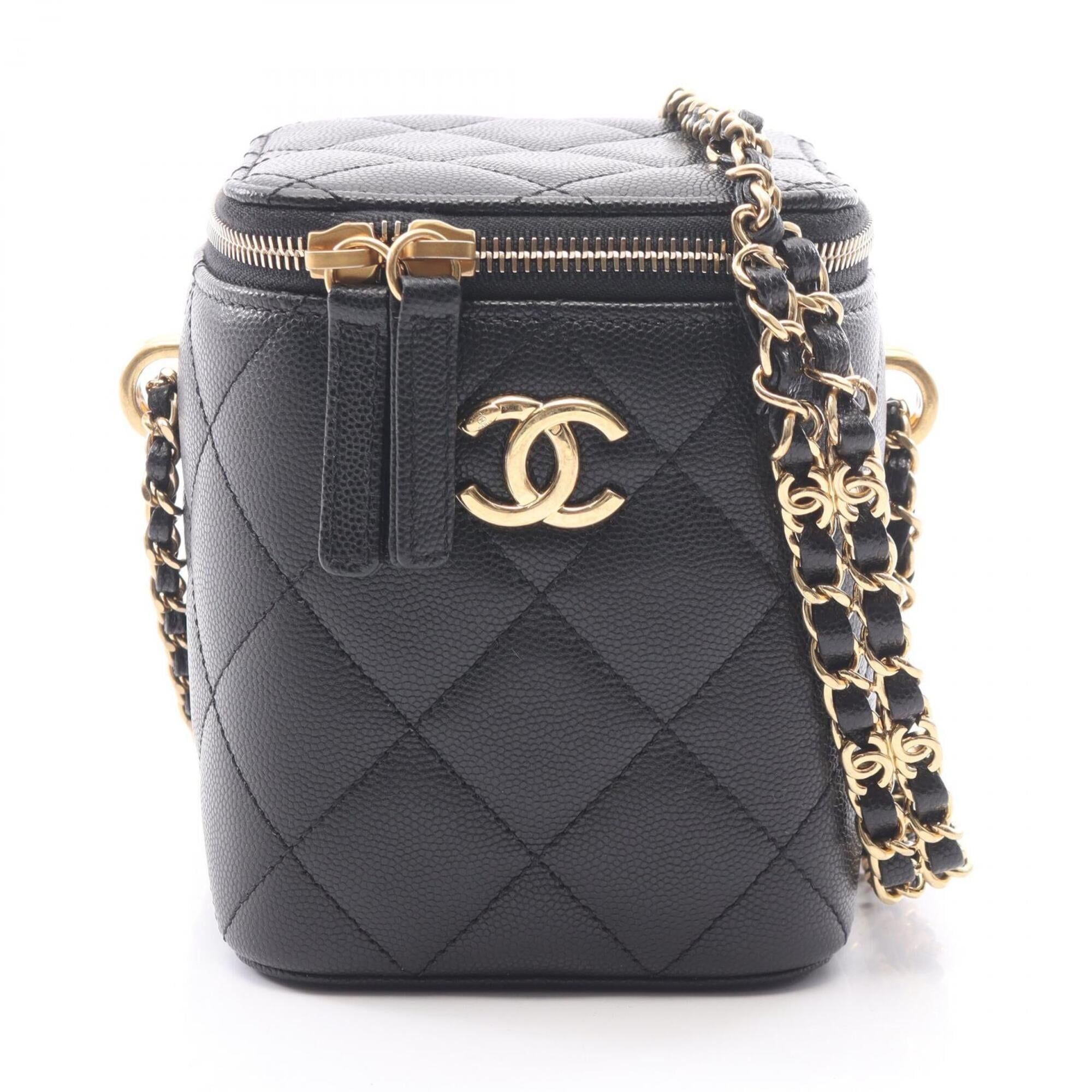 Chanel Black Grained Calfskin Handbag Shoulder Bag Vanity Bag (Pre-Owned)