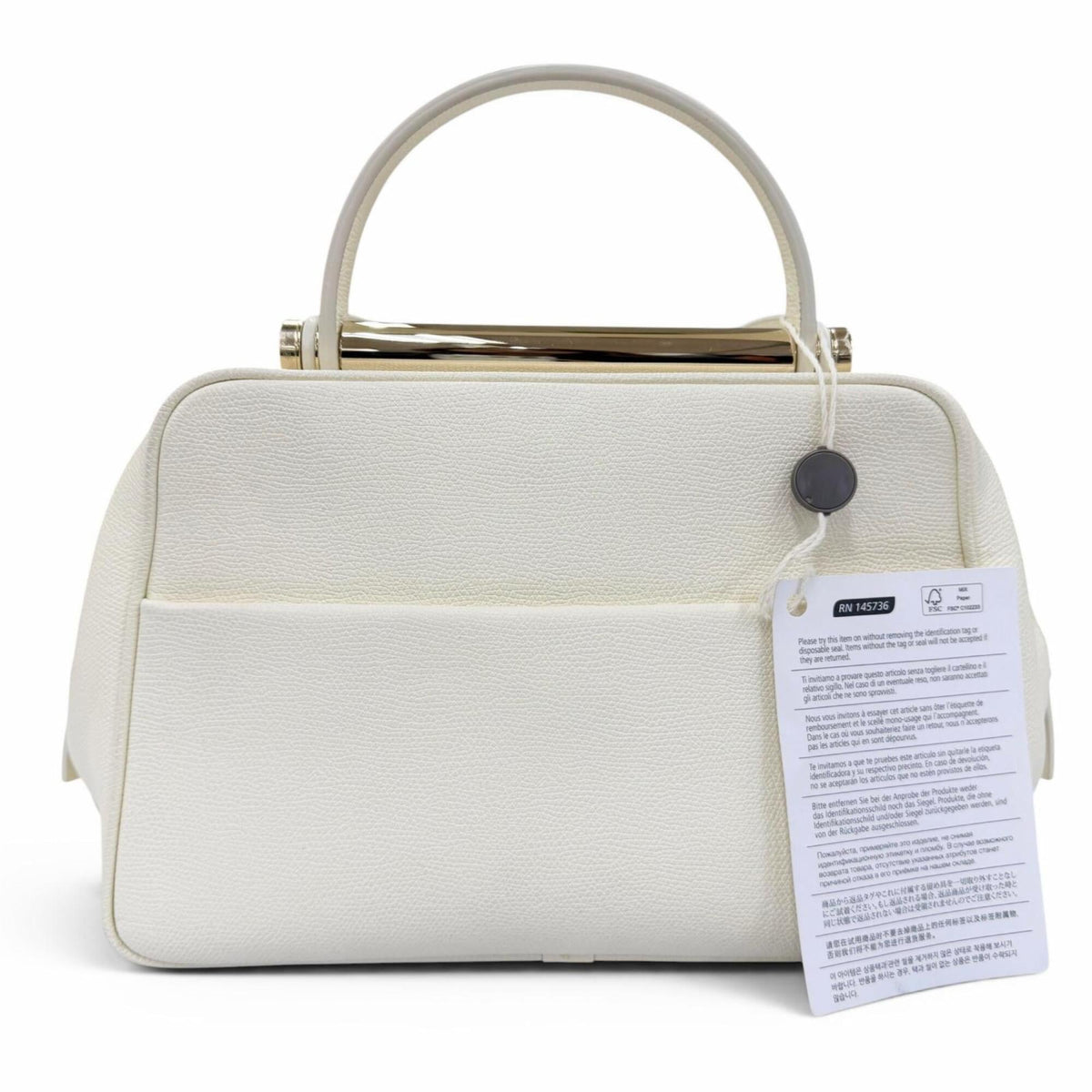 Valextra Ivory Leather Handbag Shoulder Bag (Pre-Owned)