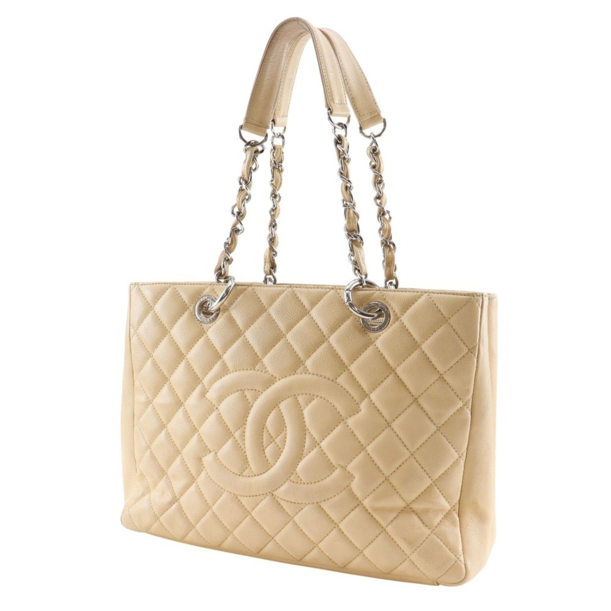 Chanel Beige Grained Calfskin Tote Bag (Pre-Owned)