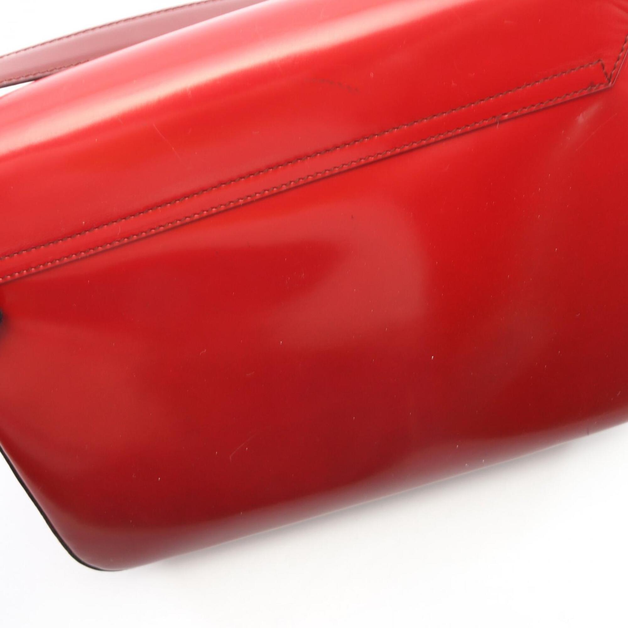 Prada Bordeaux Leather Handbag Shoulder Bag (Pre-Owned)