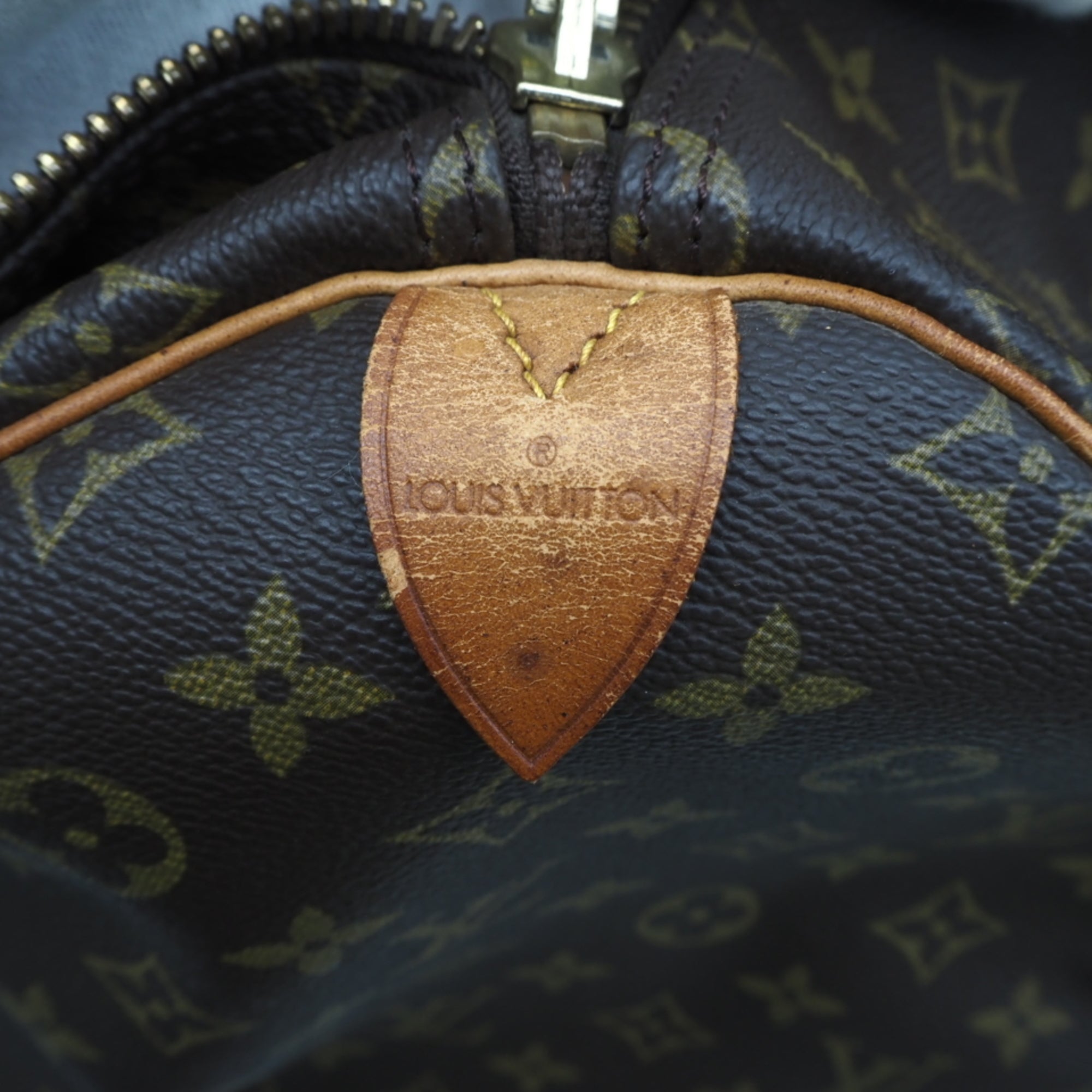Louis Vuitton Monogram Beige Brown Coated Canvas Leather Boston Bag (Pre-Owned)