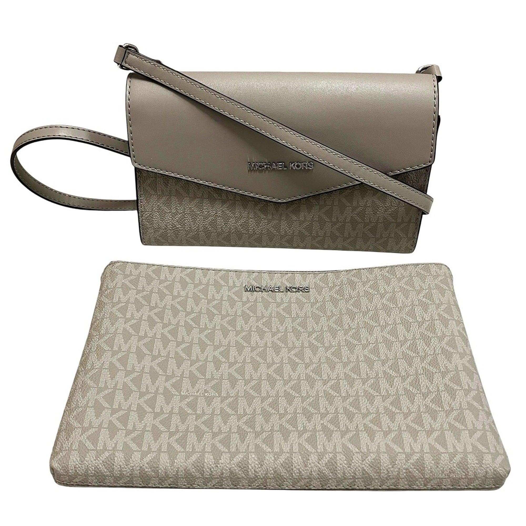 Michael Kors Beige Leather Shoulder Bag Tote Bag (Pre-Owned)