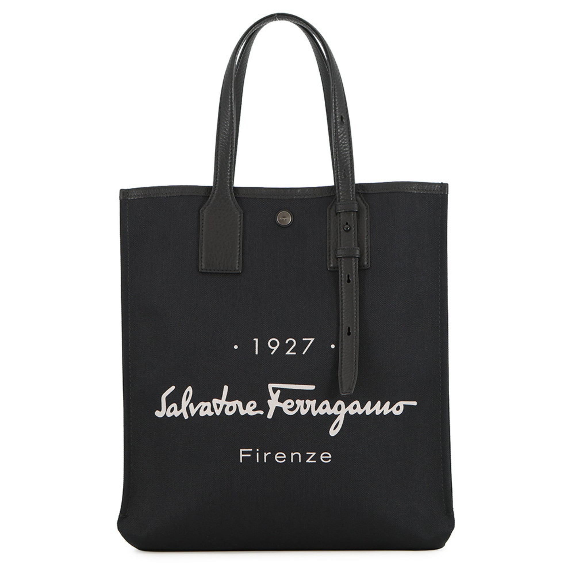 Salvatore Ferragamo Black Canvas Handbag Tote Bag (Pre-Owned)