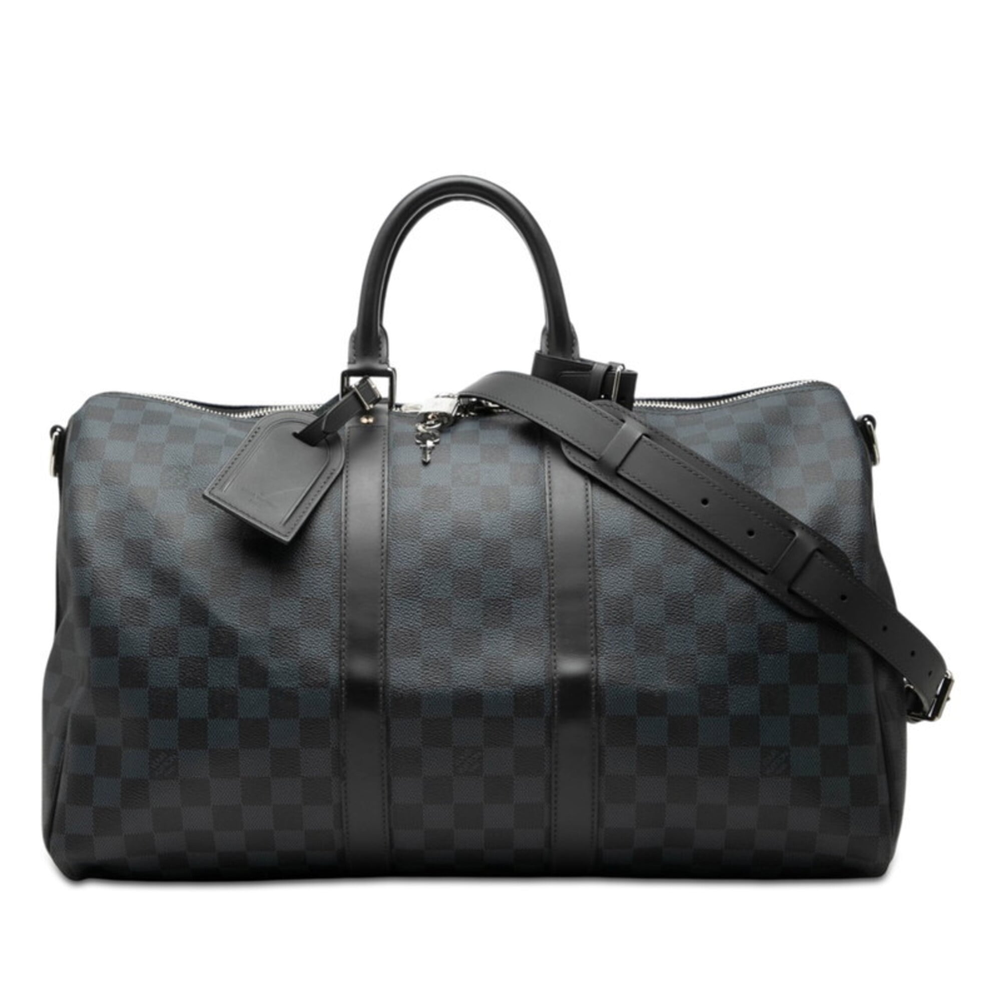 Louis Vuitton Navy Pvc Leather Boston Bag (Pre-Owned)