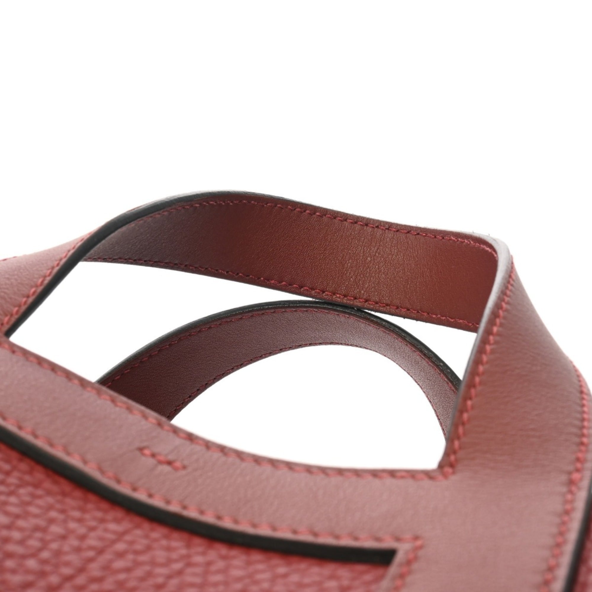 Hermes Rouge H Taurillon Clemence Leather Swift Leather Handbag (Pre-Owned)
