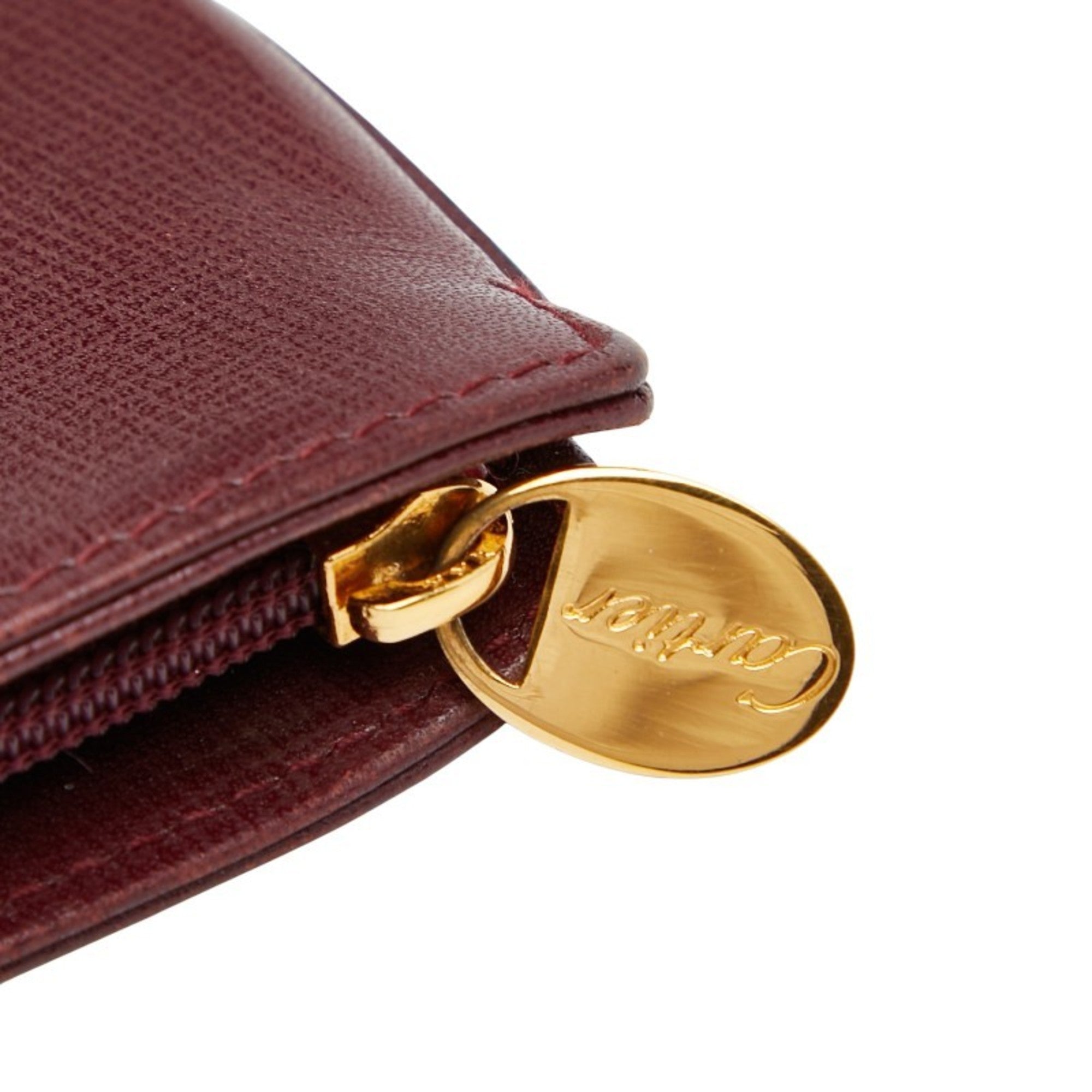 Cartier Bordeaux Wine Red Leather Pouch (Pre-Owned)