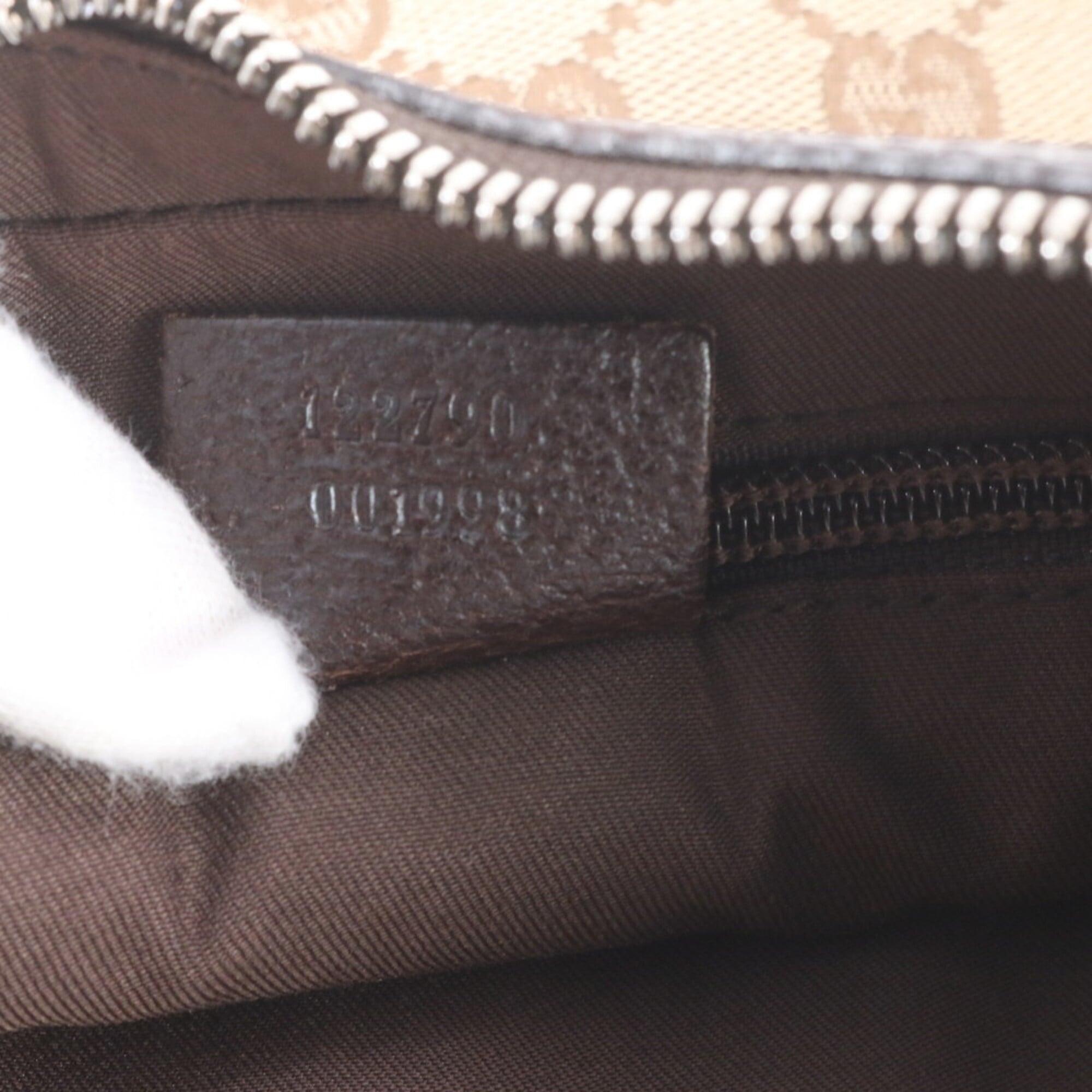 Gucci Beige Dark Brown Leather Canvas Messenger Bag Shoulder Bag (Pre-Owned)