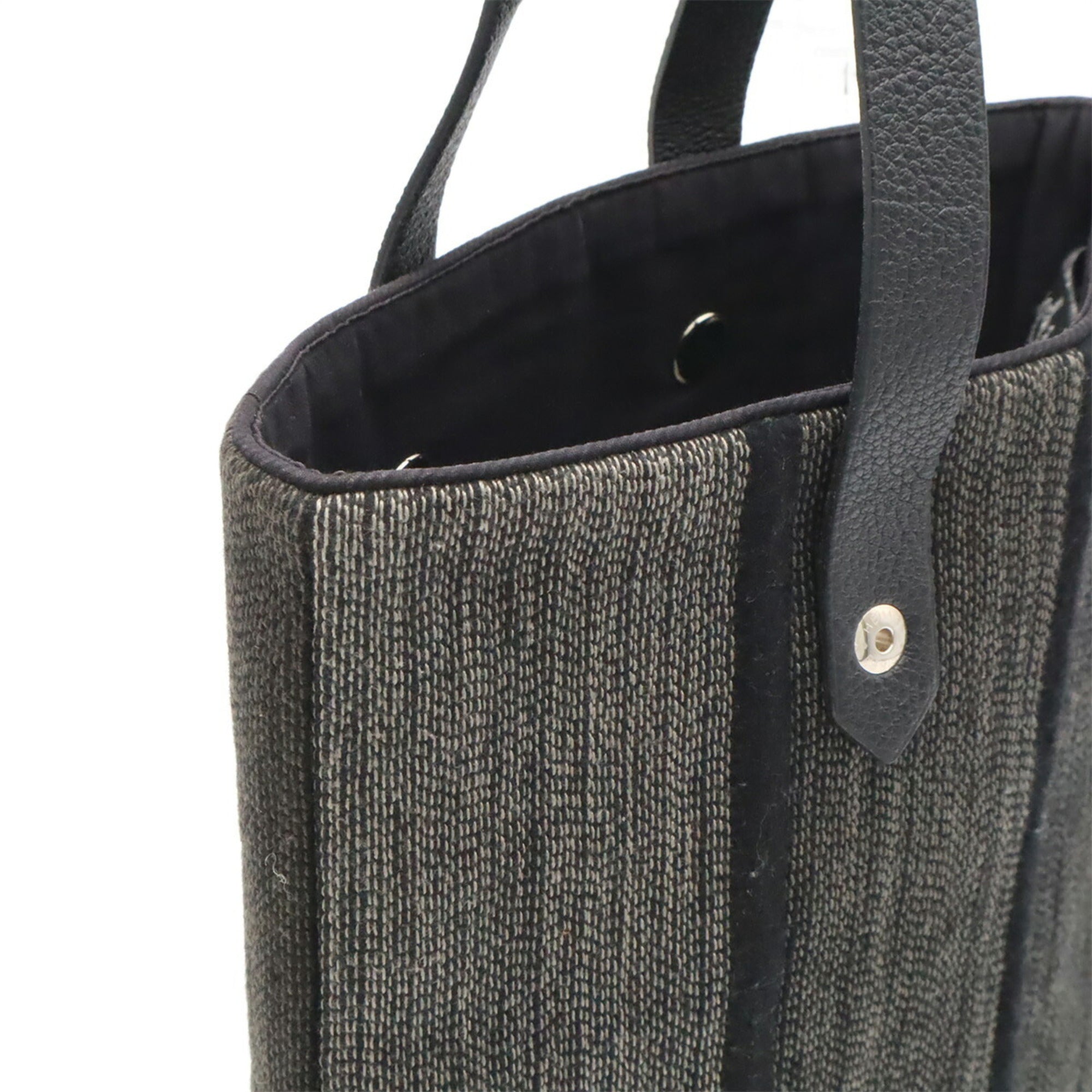 Hermes Black Gray Wool Handbag Tote Bag (Pre-Owned)