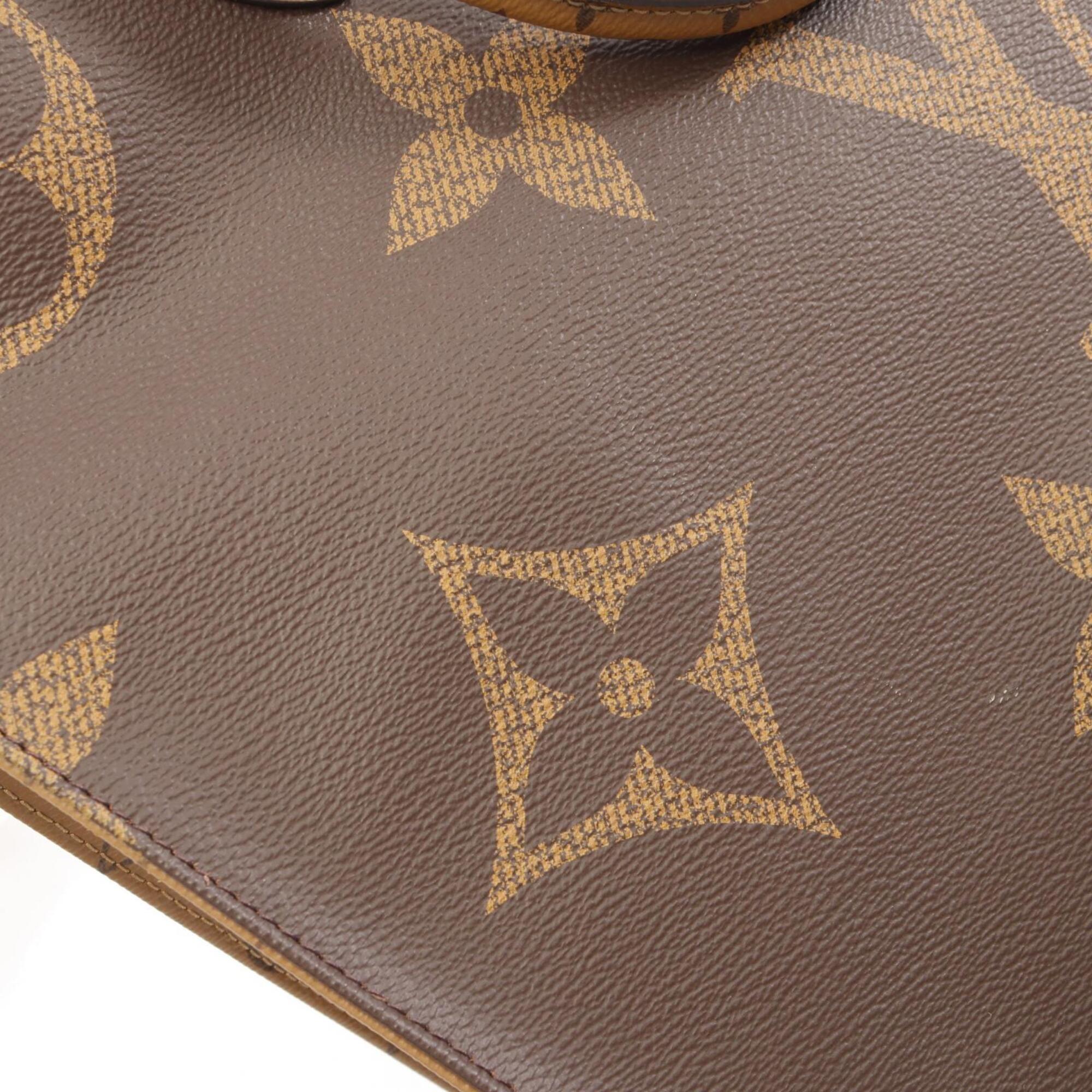 Louis Vuitton Beige Brown Coated Canvas Pvc Monogram Reverse Leather Handbag Tote Bag (Pre-Owned)