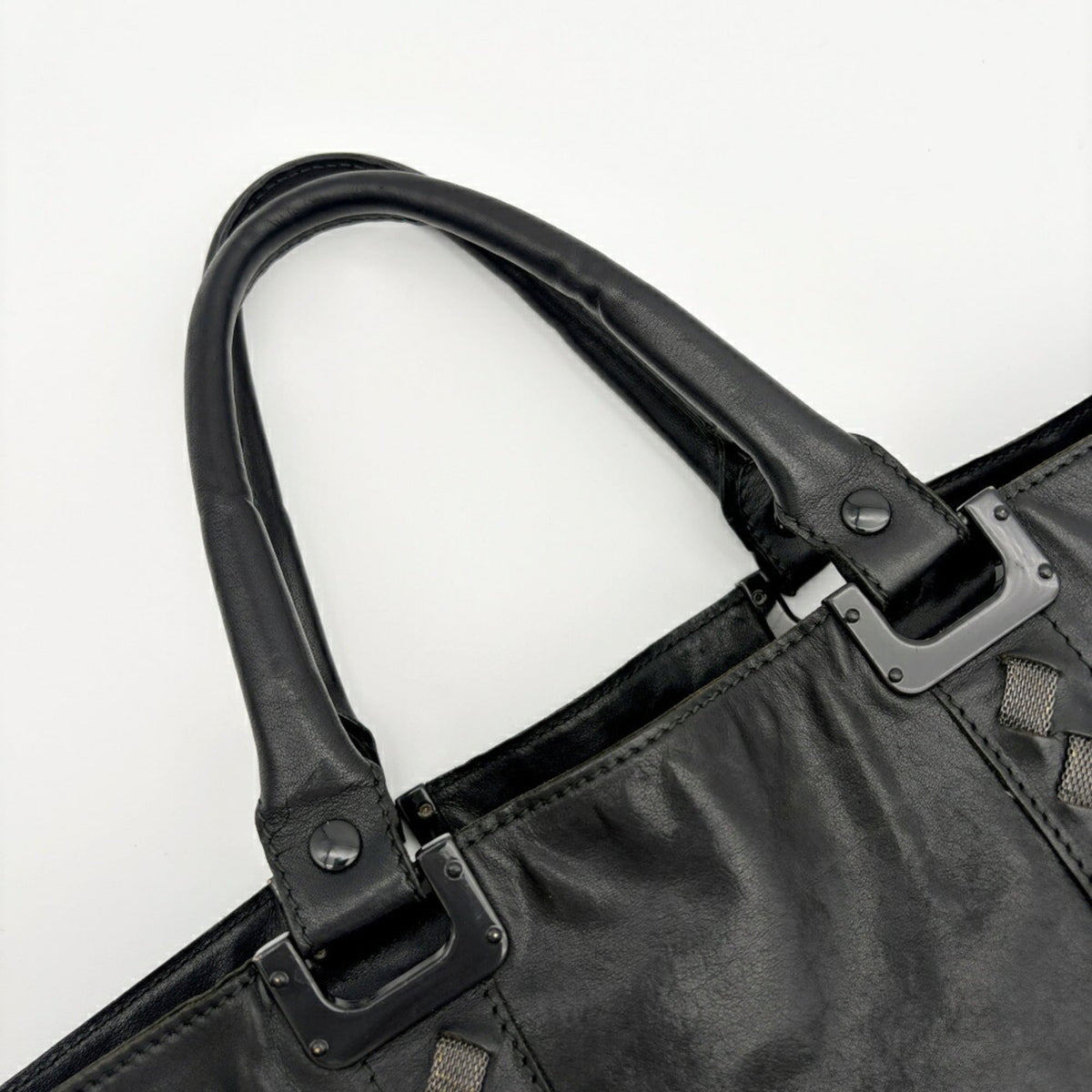 Bottega Veneta Black Leather Metal Mesh Tote Bag (Pre-Owned)