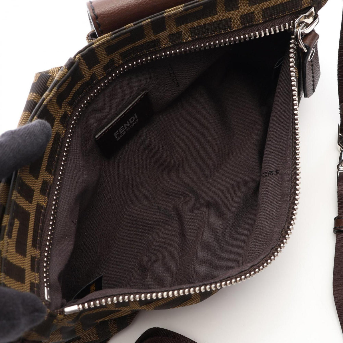 Fendi Brown Canvas Leather Fanny Pack Handbag (Pre-Owned)