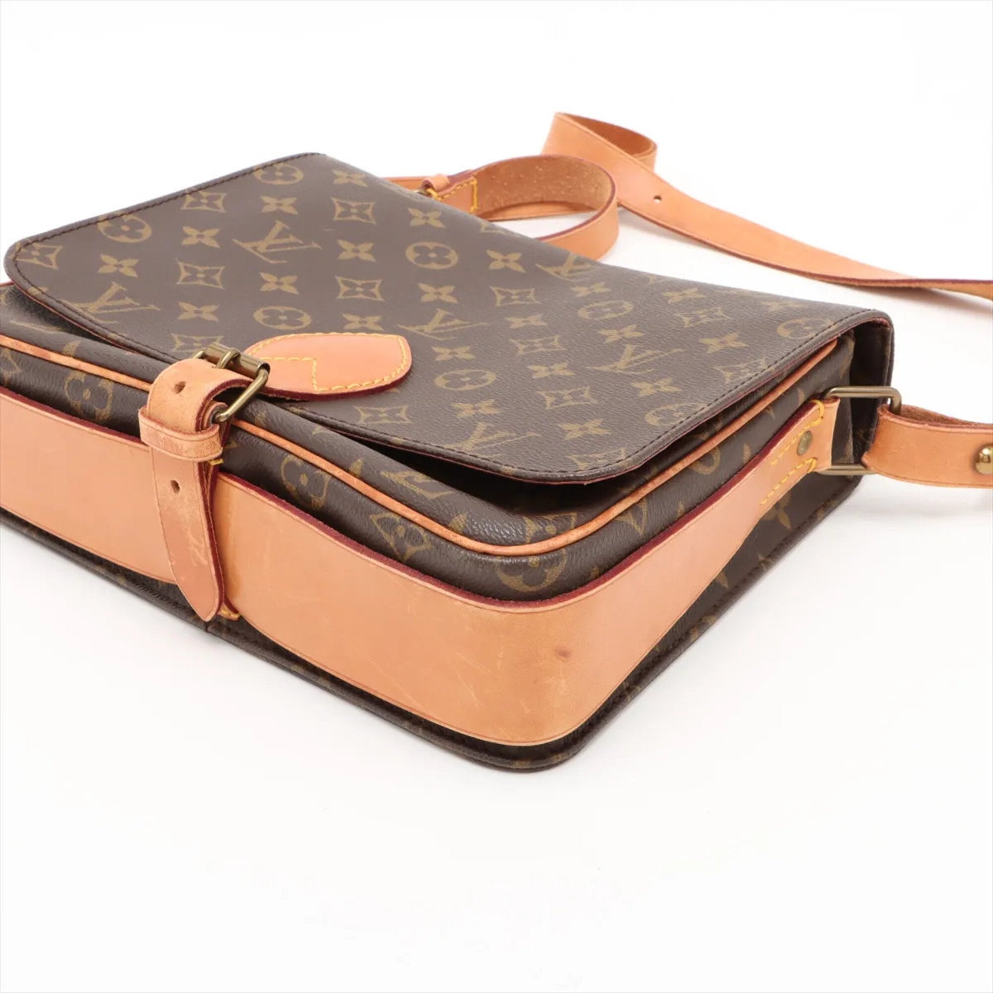 Louis Vuitton Brown Leather Coated Canvas Shoulder Bag Tote Bag (Pre-Owned)