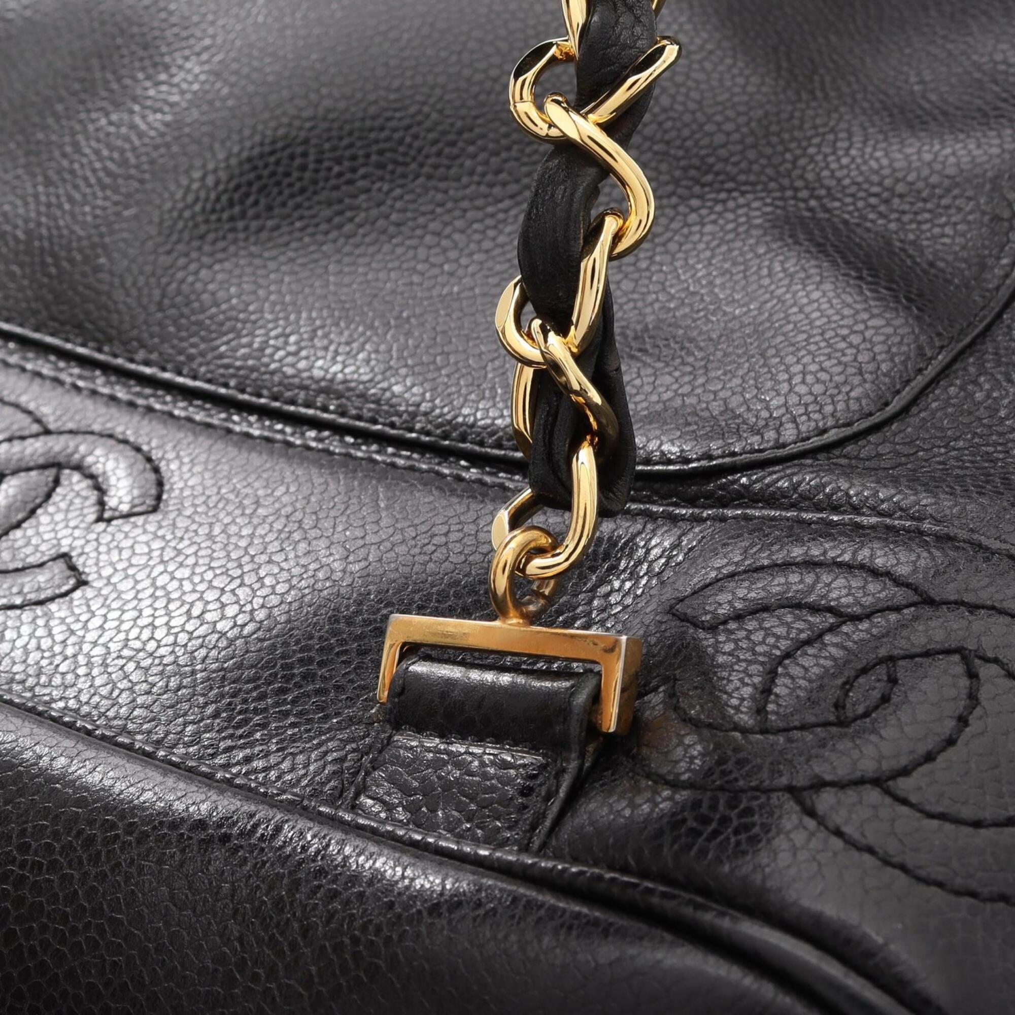 Chanel Black Grained Calfskin Backpack Handbag (Pre-Owned)