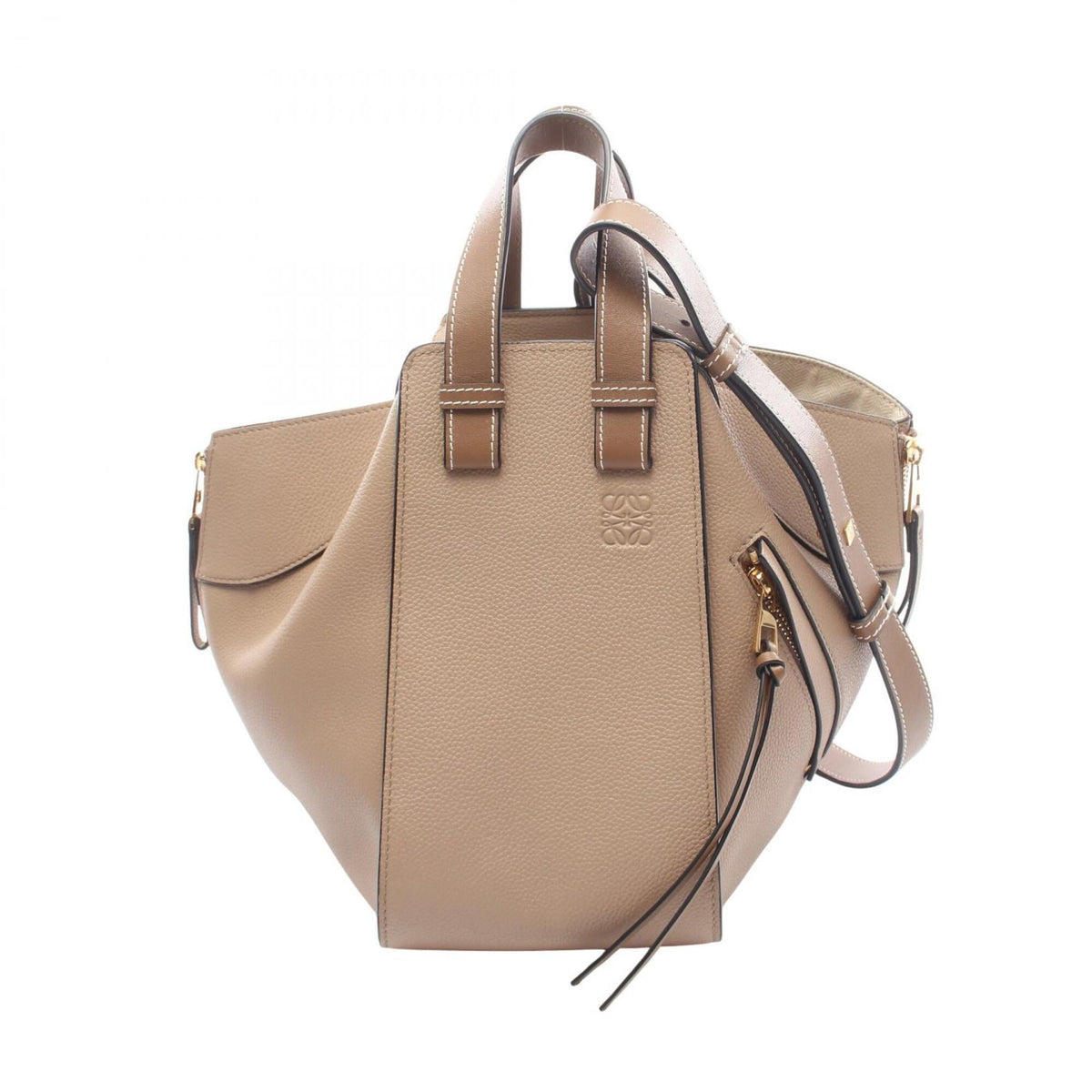 Loewe Beige Gray Leather Handbag (Pre-Owned)