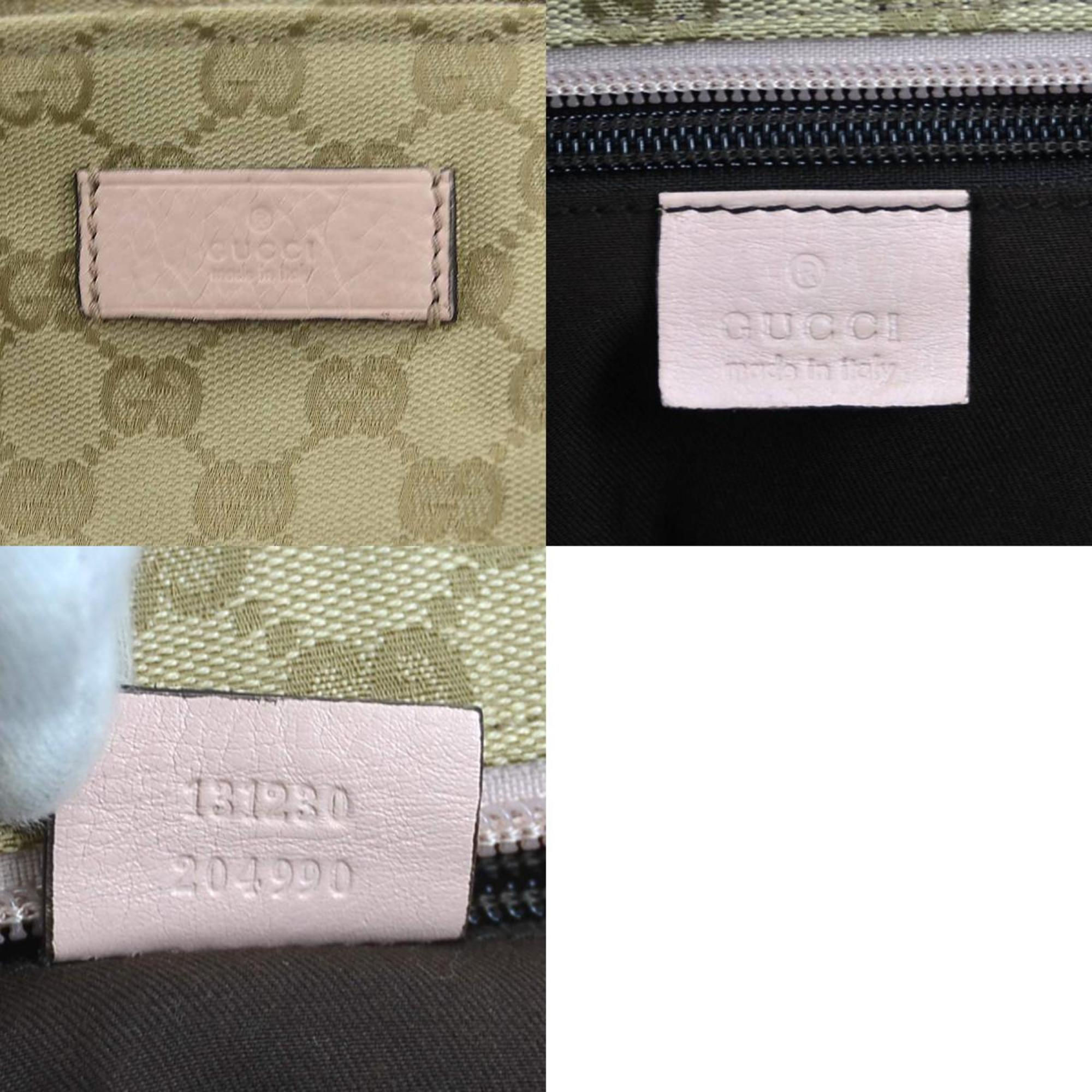 Gucci Beige Blue Pink Gg Canvas Leather Shoulder Bag Tote Bag (Pre-Owned)
