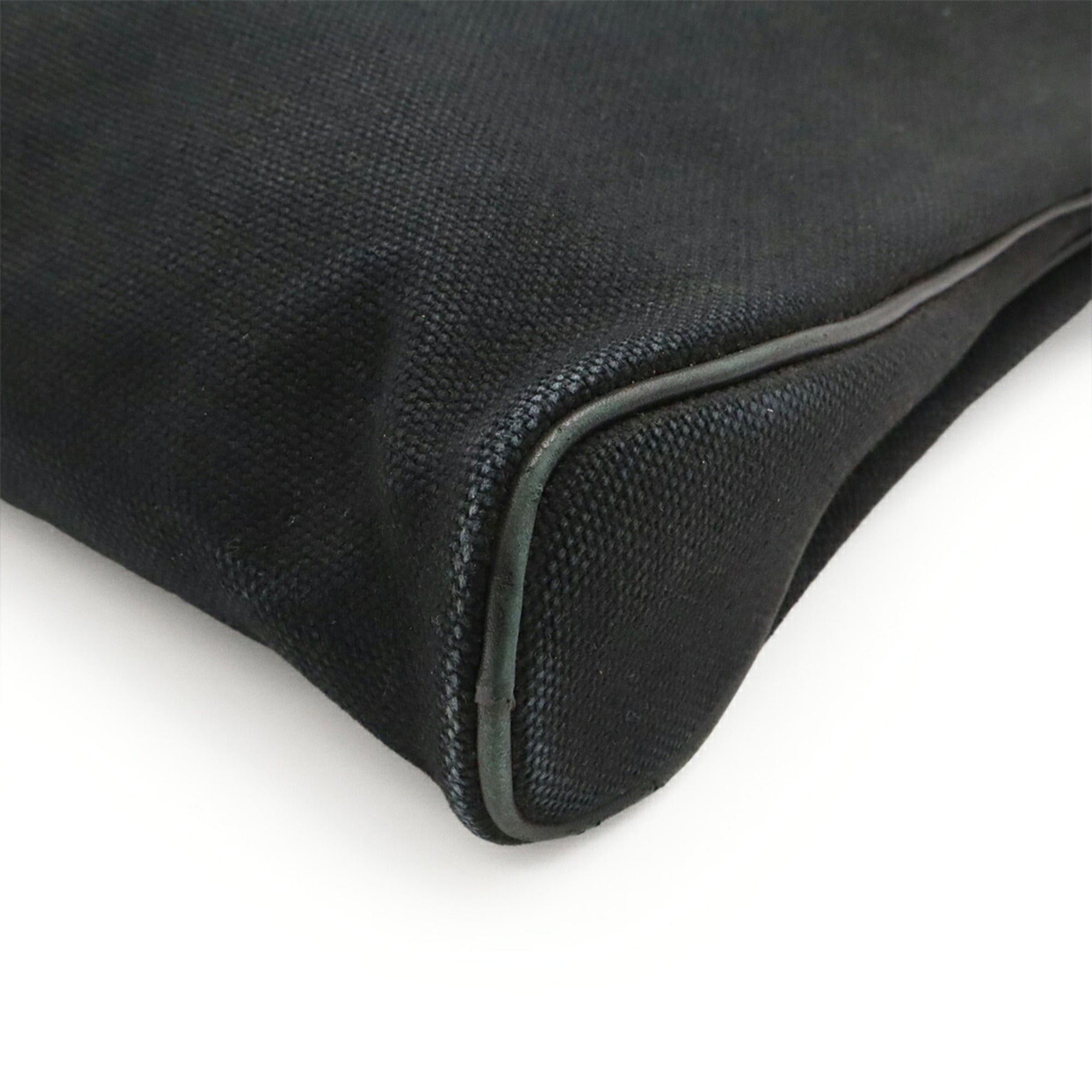 Hermes Black Canvas Handbag Tote Bag (Pre-Owned)