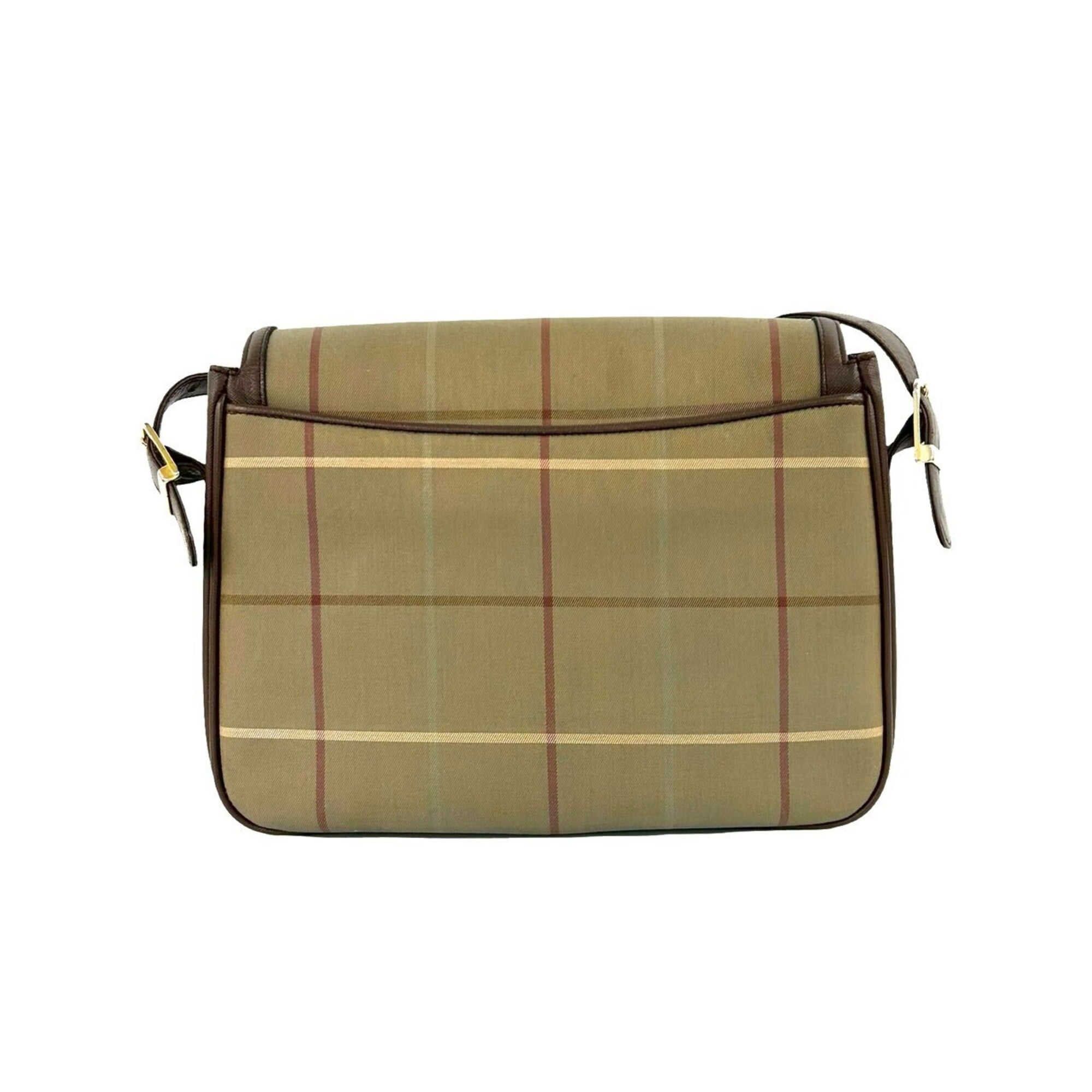 Burberry Brown Khaki Canvas Leather Shoulder Bag (Pre-Owned)