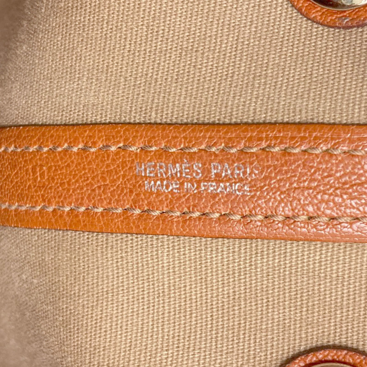 Hermes Brown Orange Canvas Negonda Leather Handbag (Pre-Owned)
