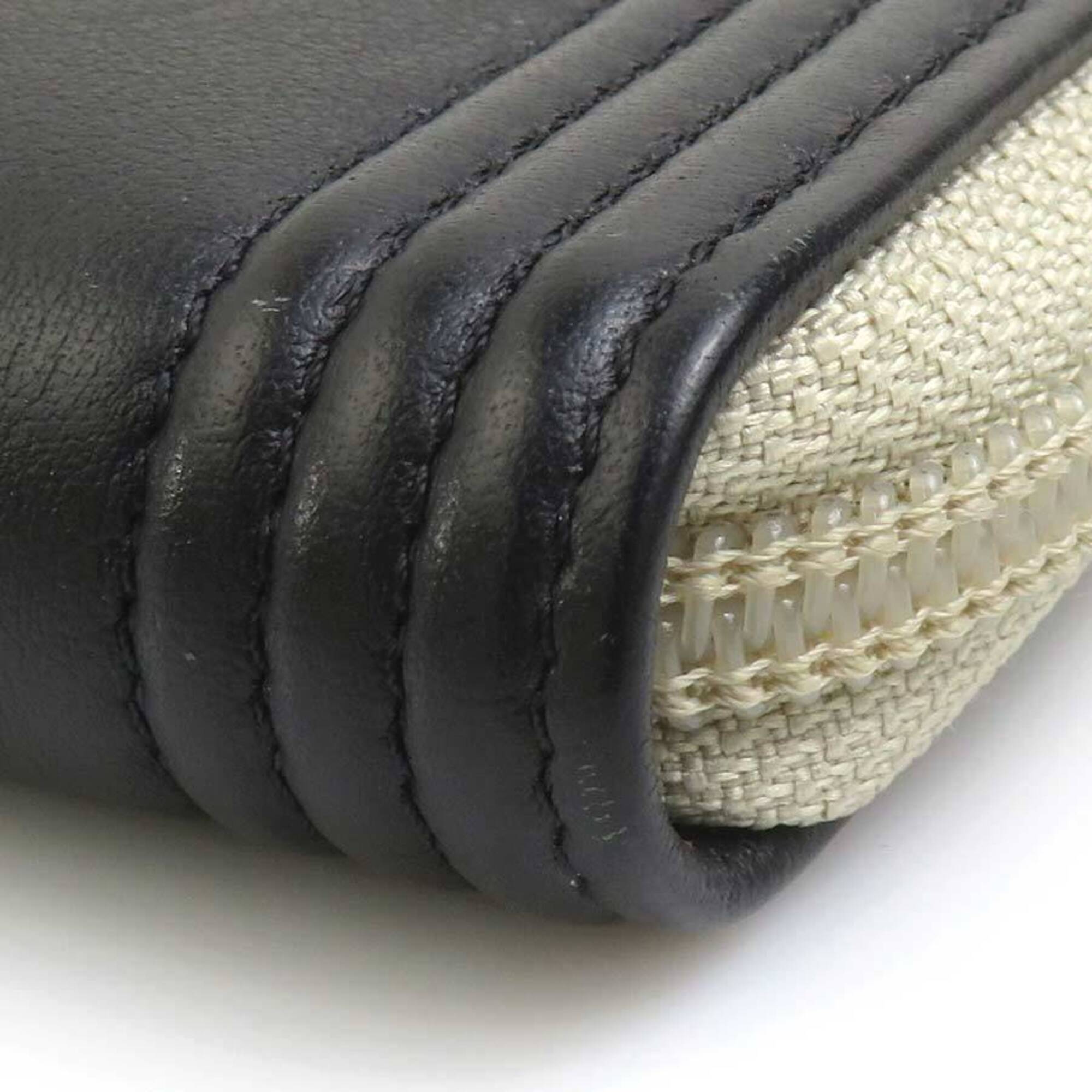 Chanel Gold Black Leather Long Wallet (Bi-Fold) (Pre-Owned)