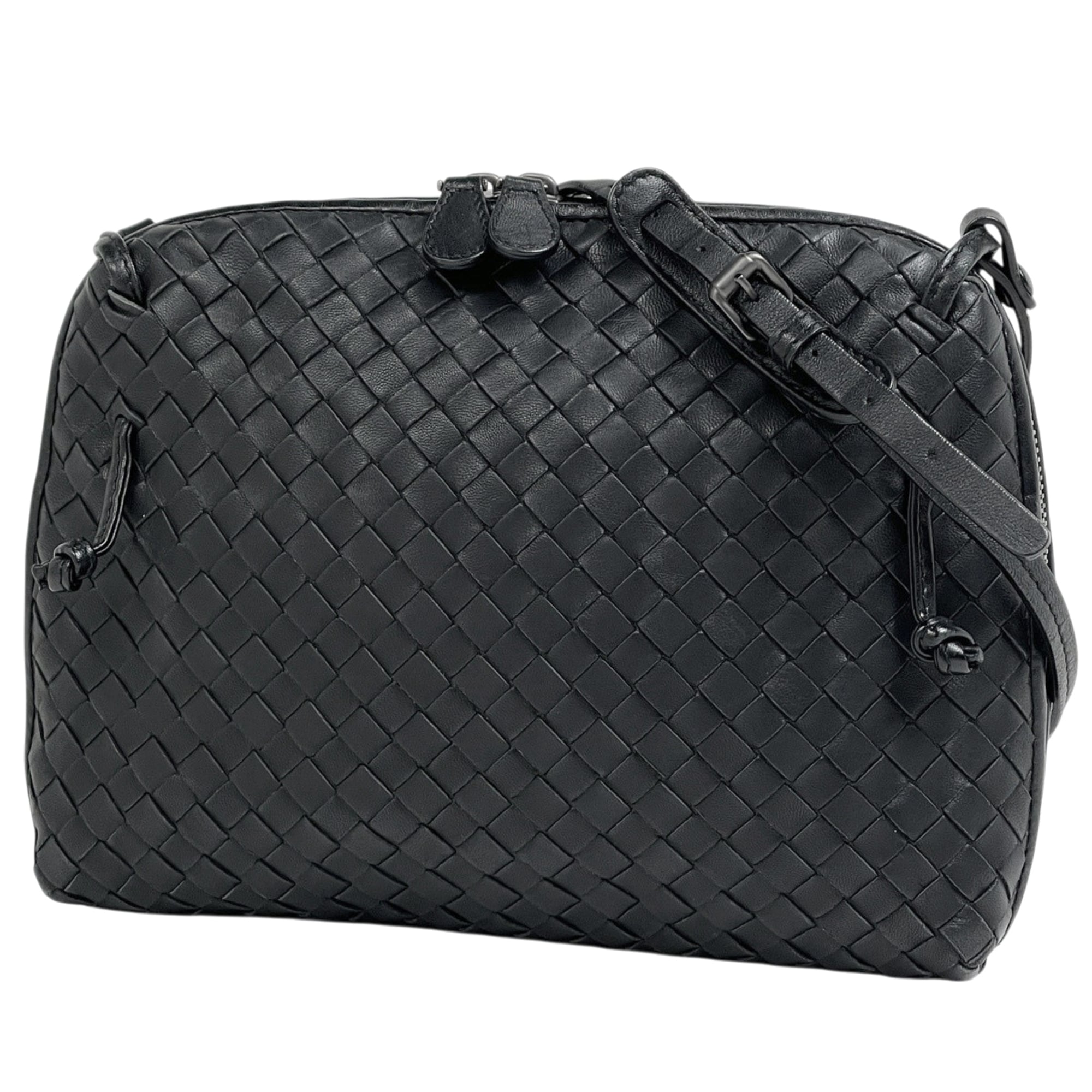 Bottega Veneta Black Leather Shoulder Bag (Pre-Owned)
