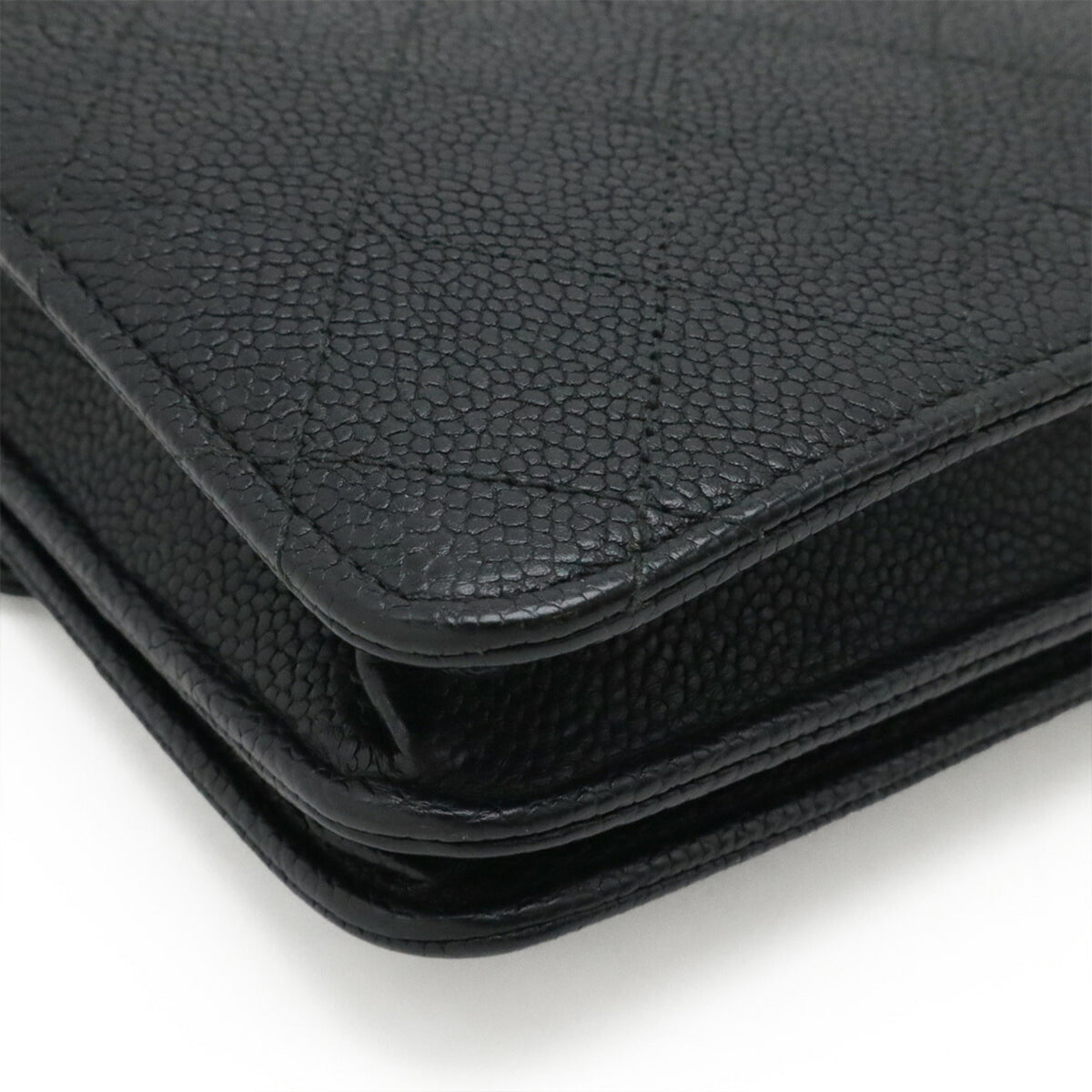 Chanel Matelasse Black Grained Calfskin Chain/Shoulder Wallet (Pre-Owned)