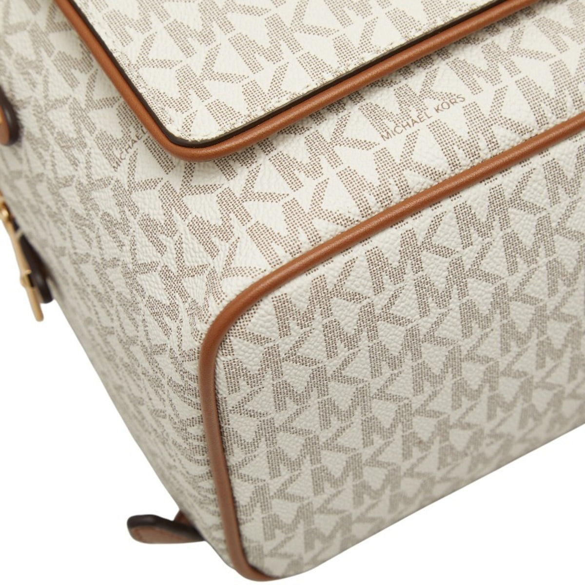 Michael Kors Brown White Pvc Leather Backpack (Pre-Owned)