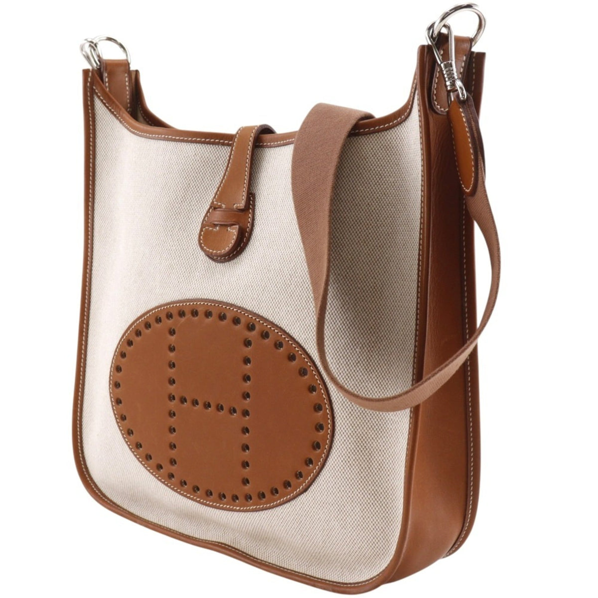 Hermes Evelyne Brown Toile H Shoulder Bag (Pre-Owned)