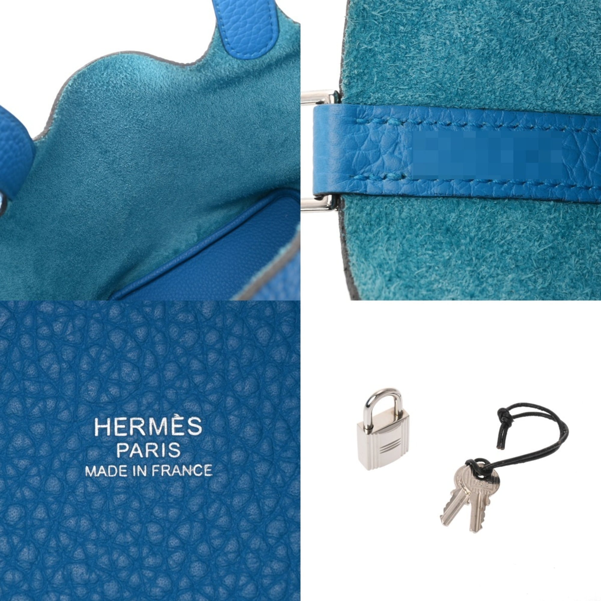 Hermes Blue Taurillon Clemence Leather Handbag (Pre-Owned)