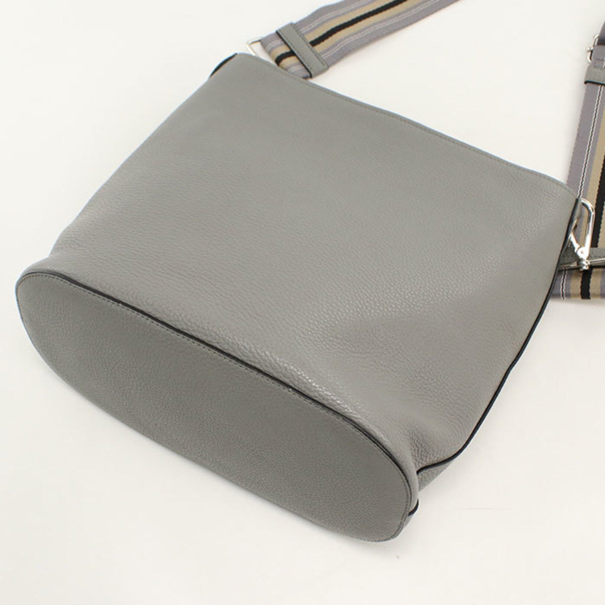 Prada Gray Leather Shoulder Bag (Pre-Owned)