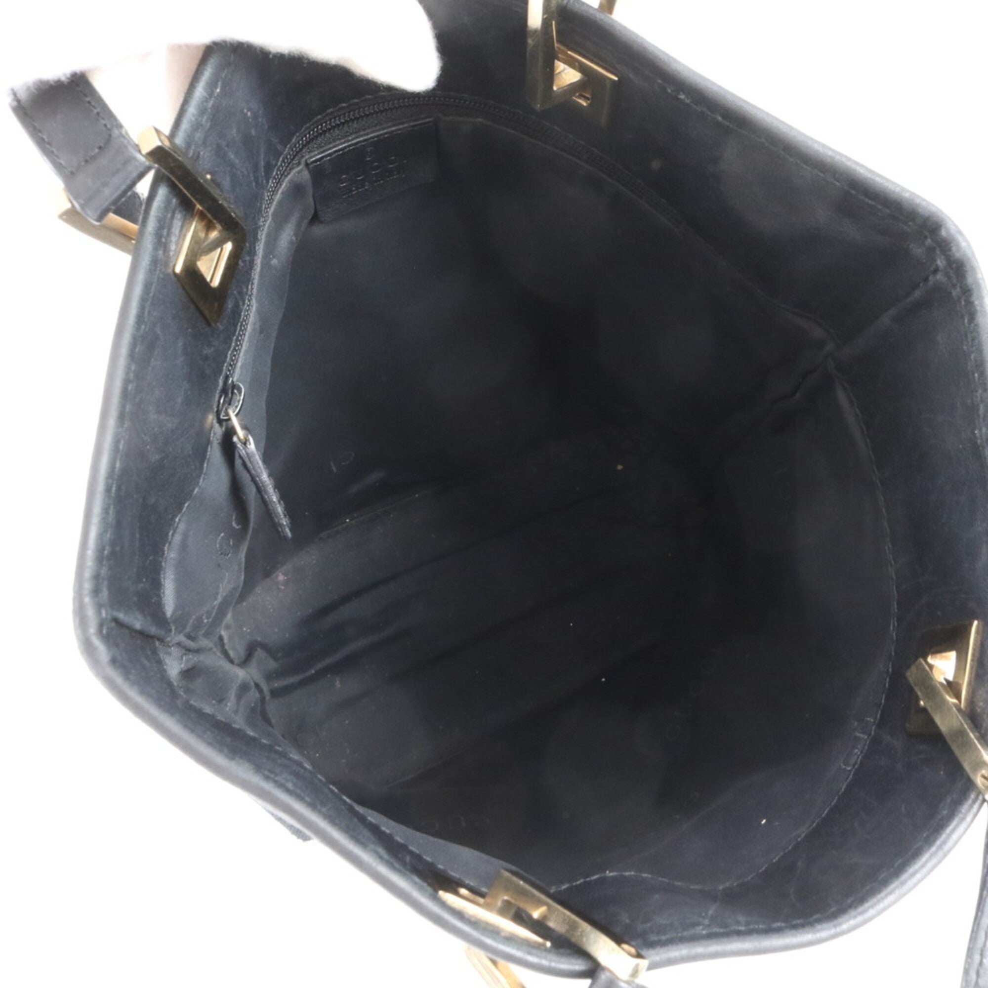 Gucci Black Canvas Leather Handbag Tote Bag (Pre-Owned)